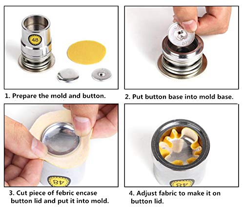 DIY Fabric Covered Button Maker Kit - 10mm Manual Button Press Machine with 100 Pcs Buttons & Molds for Sewing, Crafts, Clothing Repair - Perfect for DIY Projects, Costume Making, Scrapbooking