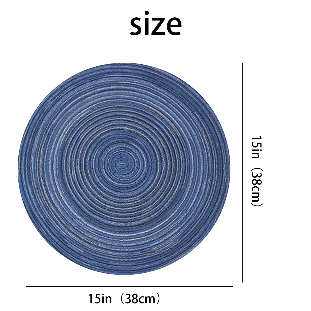 Premium Round Woven Placemats Set of 4 - 15 Inch Elegant Table Mats for Indoor/Outdoor Dining - Washable & Durable Home Decor (Blue) - Perfect for Dinner Parties, BBQs, and Holiday Gatherings