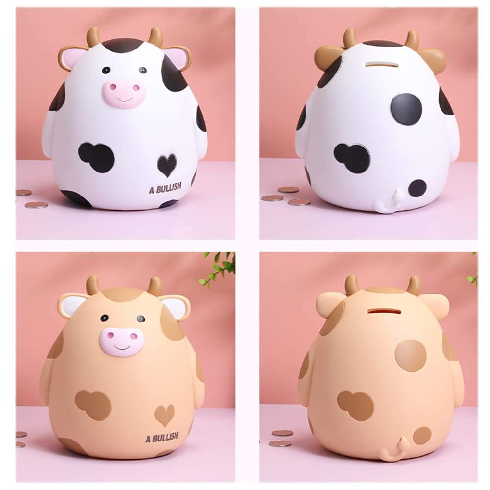 Cute Cartoon Cow Shaped Piggy Bank - Large Money Saving Box for Kids, Birthday Gifts, Home Decor & Coin Storage (White, 15x13x17cm) - Perfect for Children's Savings, Piggy Bank Collections & Nursery Room Decorations