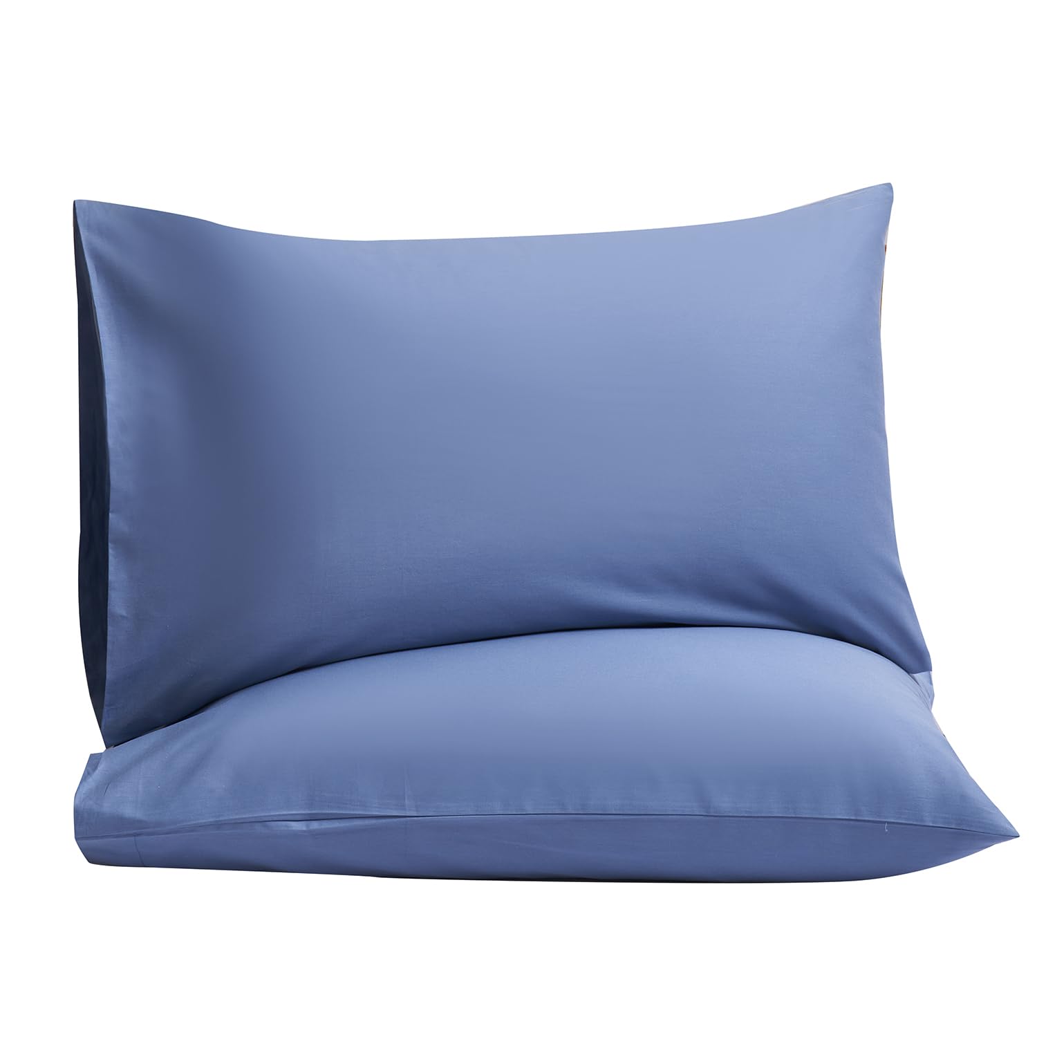 Premium 100% Cotton Queen Size Pillowcases Set of 2 - 20x30 Inches Super Soft & Breathable Envelope Closure Blue Pillow Covers for Bedroom, Hotel, or Guest Room - Durable & Hypoallergenic Bedding Accessories