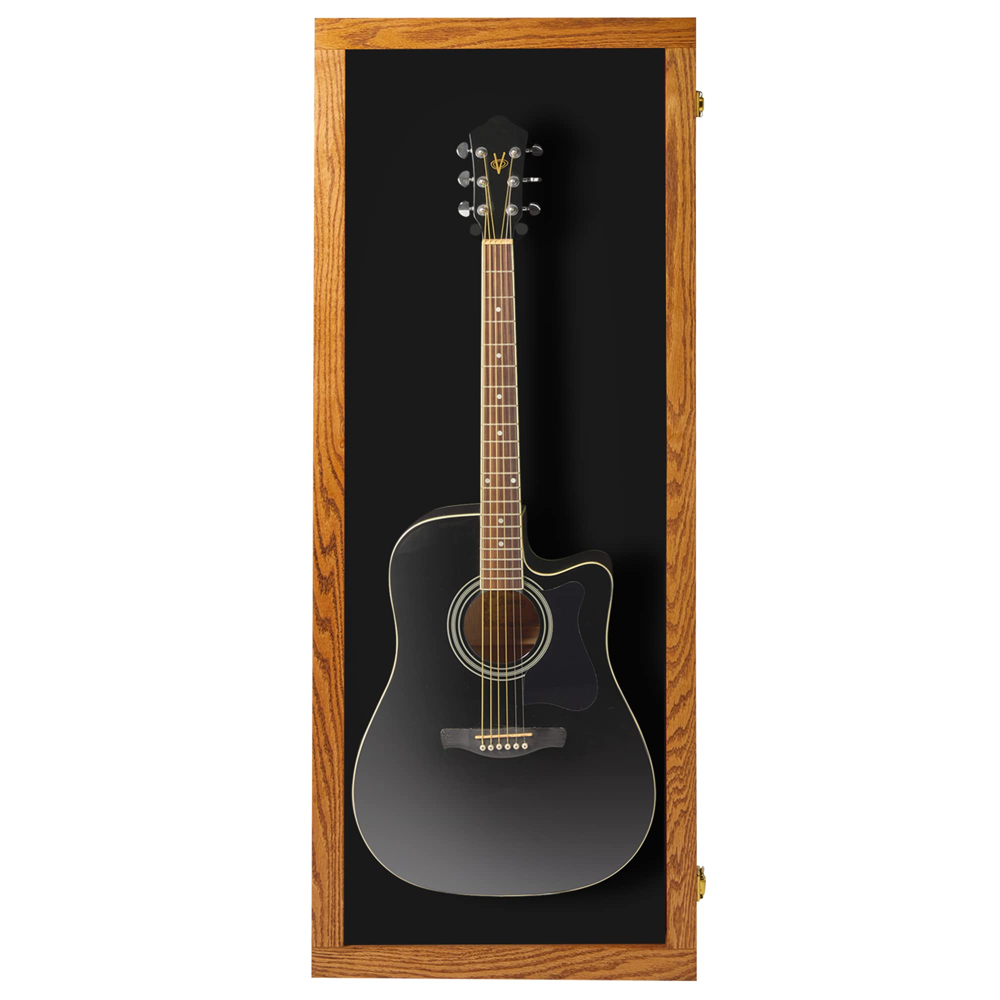 Premium Acoustic Guitar Display Case - Clear Acrylic Wall Mount Guitar Case with Hardwood Frame (Natural Oak) | Perfect for Home Decor, Music Studio Display & Instrument Protection