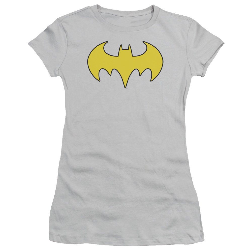 DC Bat Girl Logo Juniors' Sheer Fitted T-Shirt - Trendy Superhero Graphic Tee for Women & Girls - Perfect for Cosplay, Comic Con & Casual Wear