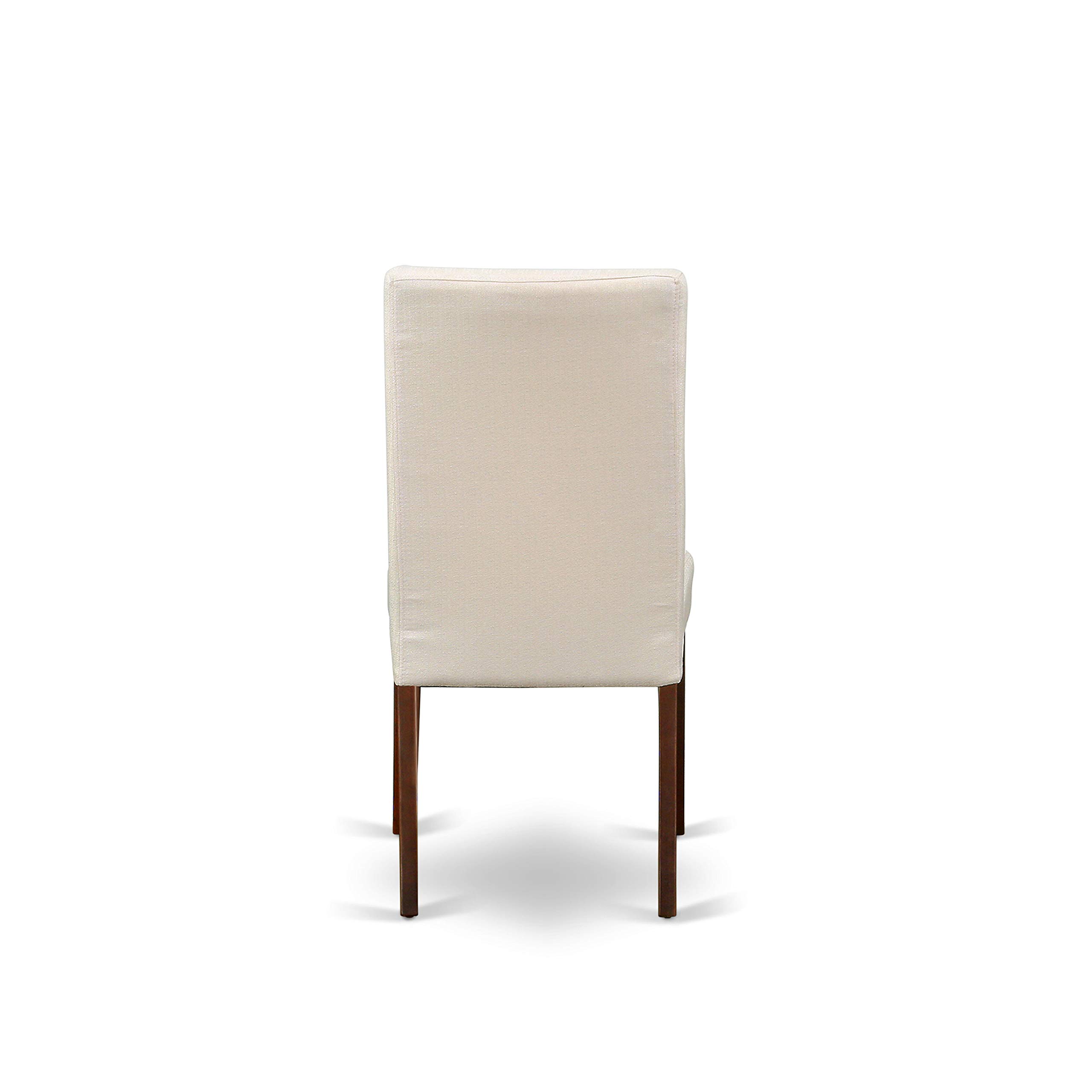 East West Furniture HBDR3-MAH-01 3-Piece Round Dining Table Set with Pedestal Base & 2 Cream Linen Upholstered Chairs, 42x42 Inch, Mahogany - Perfect for Small Spaces, Breakfast Nooks & Cozy Apartment Dining Rooms