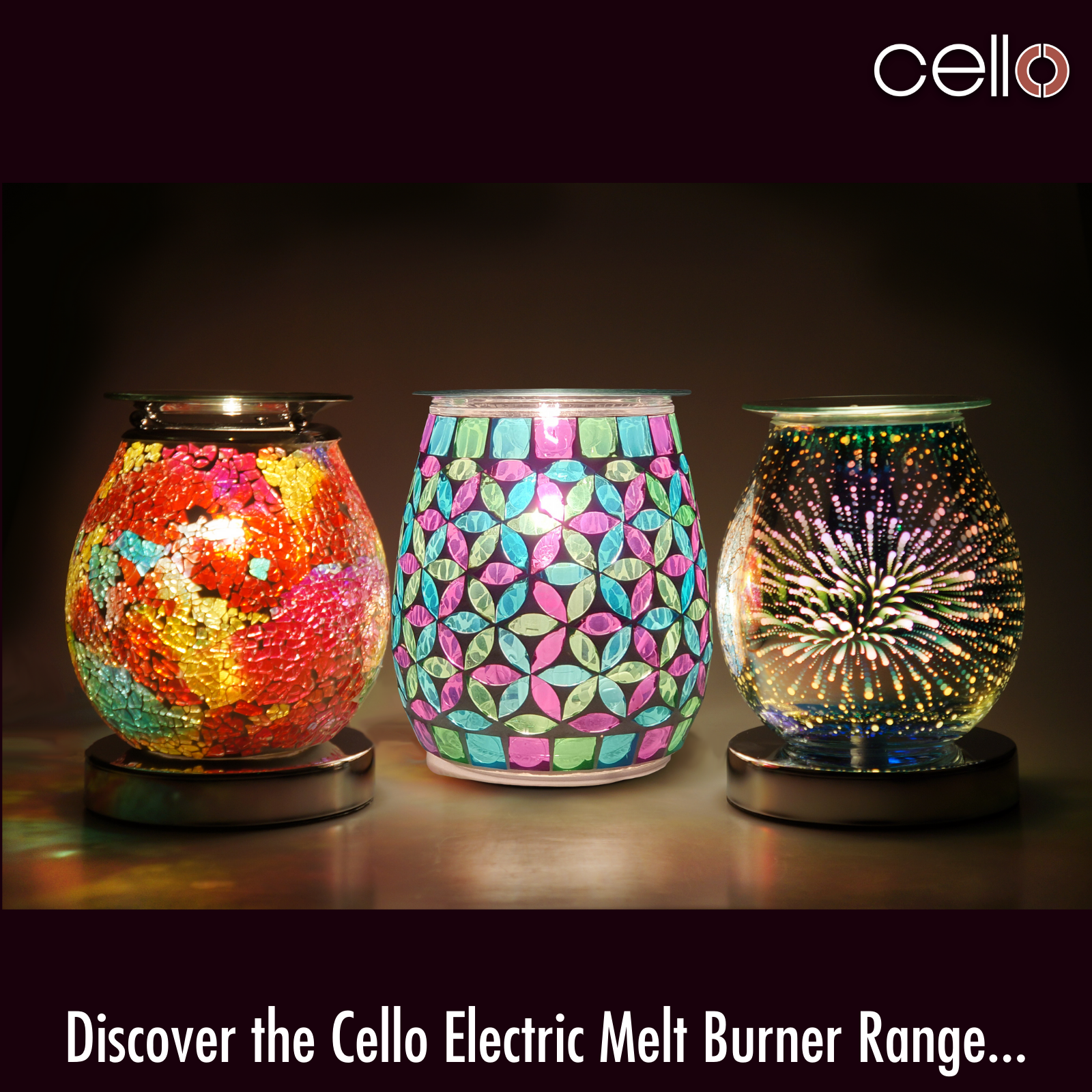 Electric Wax Warmer with Mosaic Glass Design - Geometric Candle Melter for Home Aromatherapy & Relaxation | Perfect for Living Room, Bedroom, Spa & Office Decor