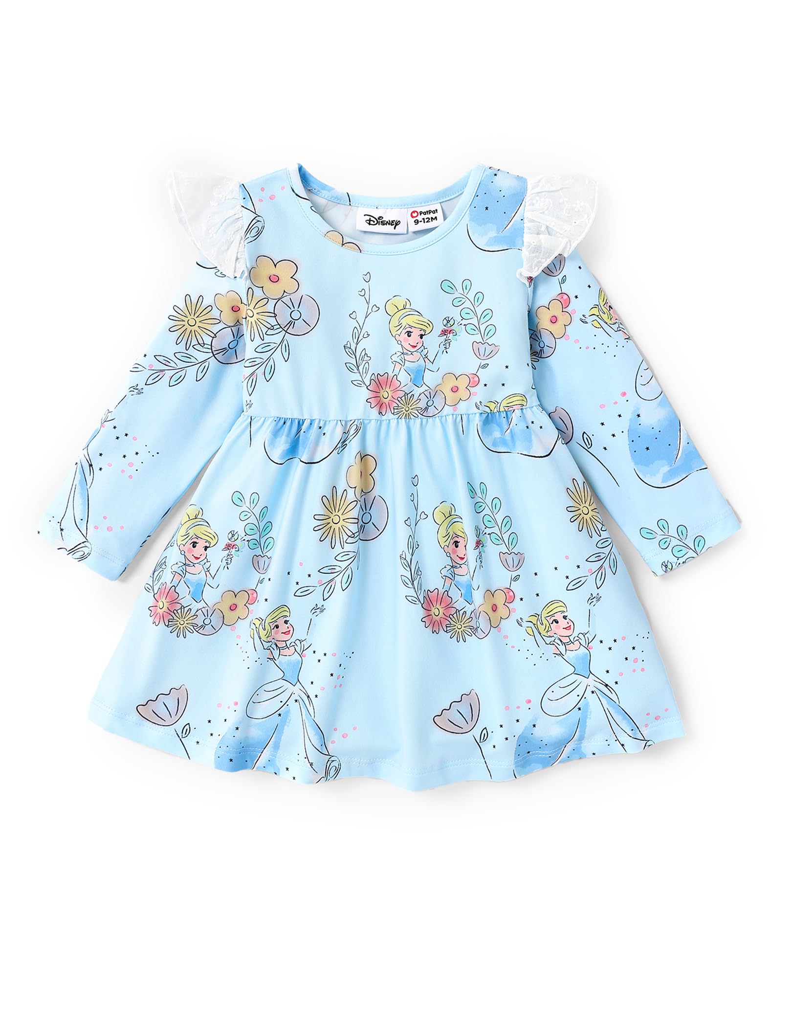 Disney Princess Cinderella Ariel Frozen Elsa Ruffle Sleeve Dress for Baby & Toddler | Minnie & Mickey Mouse Costume | Perfect for Birthday Parties, Halloween & Dress-Up Play