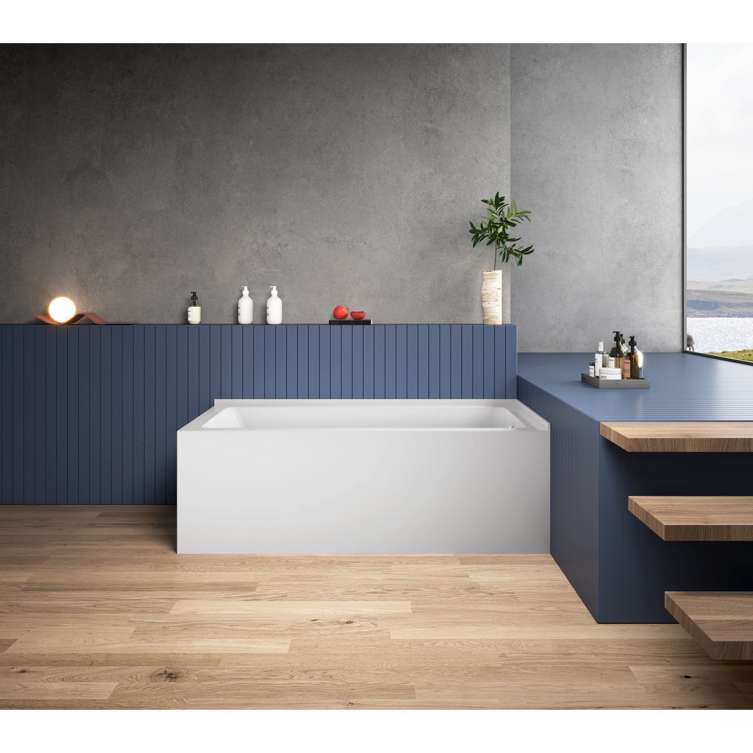 Aqua Eden VTAP6032R21TS 60 Inch Acrylic Rectangular 2 Wall Corner Alcove Bathtub - Right Hand Drain, Glossy White - Perfect for Small Bathrooms & Modern Home Spa Experience