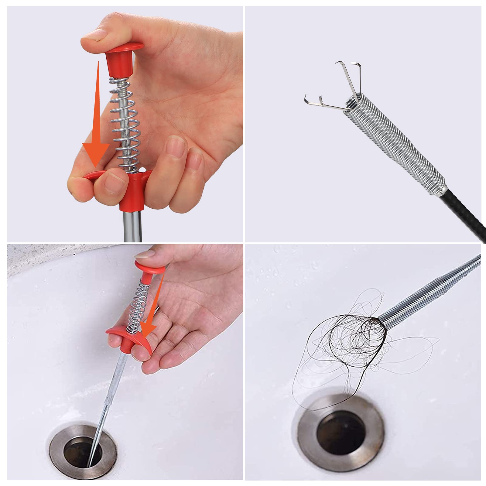 Flexible Toilet Snake Drain Clog Remover Tool - Spring Pipe Dredger for Hair Catcher & Grabber - Ideal for Kitchen Sink, Bathroom Tub & Toilet Drain Cleaning