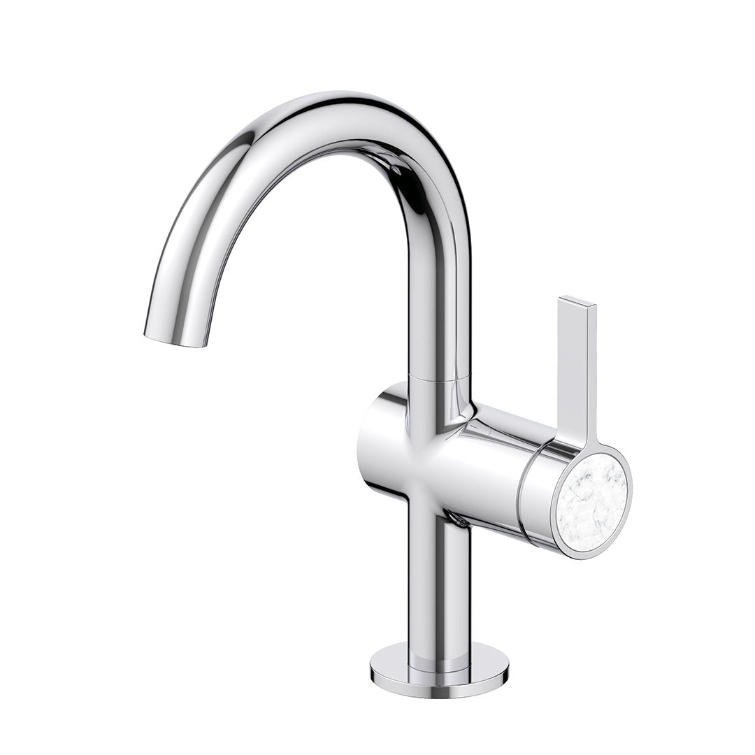 DAX Portofino Single Handle Bathroom Faucet - Chrome Finish (DAX 4341A CR) | Modern Waterfall Spout Design for Sink Vanity, Powder Room & Guest Bathroom | Easy Installation & Durable Construction