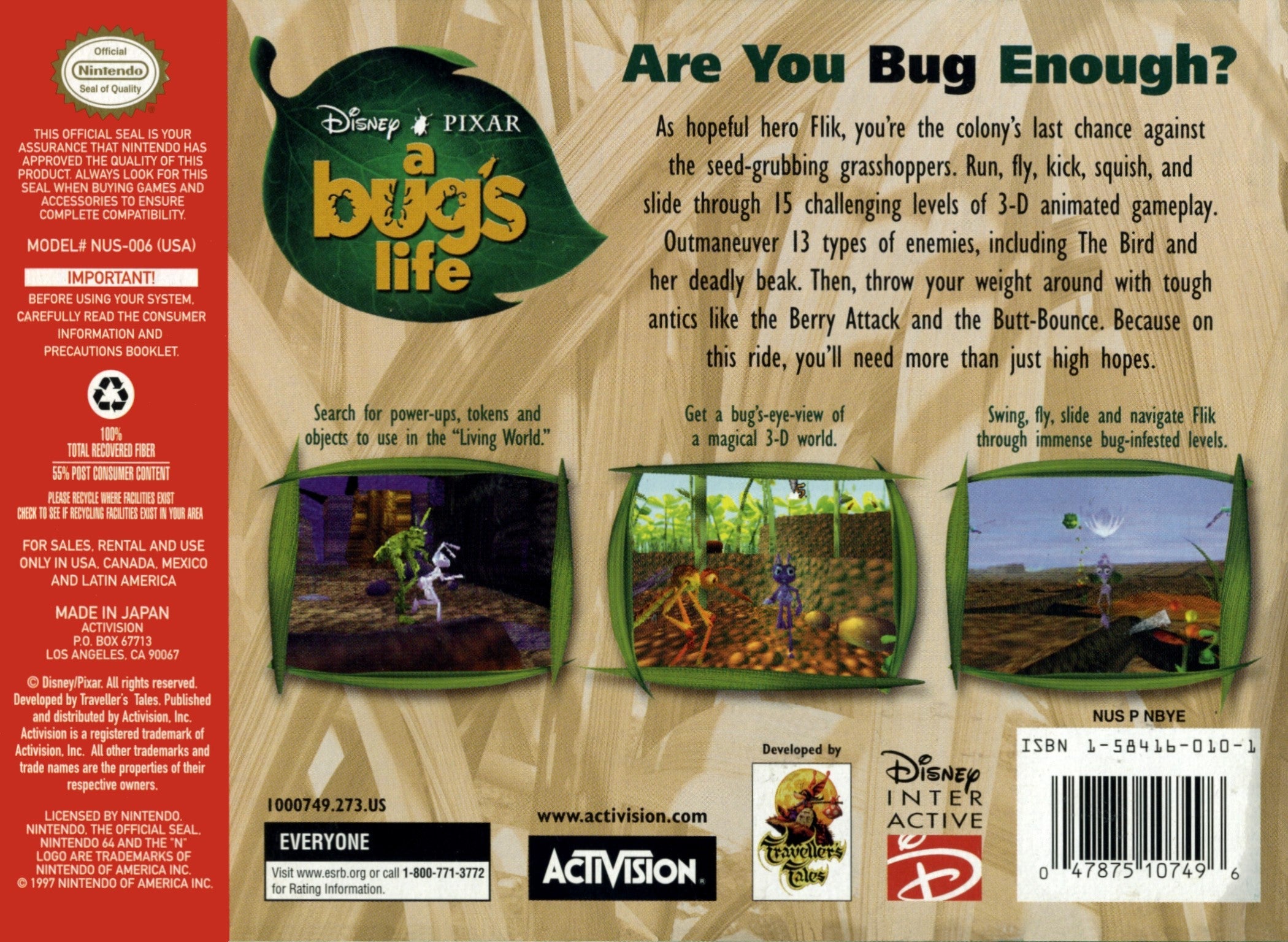 Used A Bug's Life N64 Video Game Cartridge - Classic Disney Adventure for Nintendo 64 | Perfect for Retro Gaming Collectors & Disney Fans