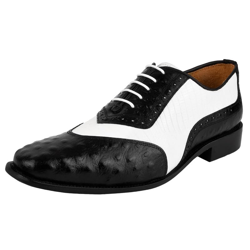 **LIBERTYZENO Men's Genuine Leather Oxford Dress Shoes - Ostrich Print Lace-Up Formal Shoes for Business & Wedding - Perfect Easter Gift for Him**    *(Use for: Office Wear, Special Occasions, Weddings, Easter Gifts, Business Events)*