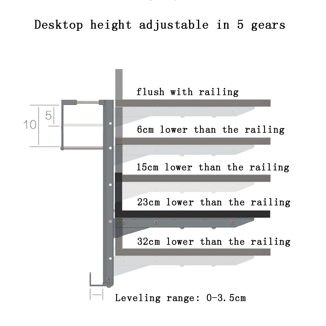 Outdoor Folding Side Table - Adjustable Wall Mounted Balcony Hanging Railing Table for Patio, Garden, Deck (White, 47.2x11 Inches) - Perfect for Small Spaces, Coffee Time & Outdoor Relaxation