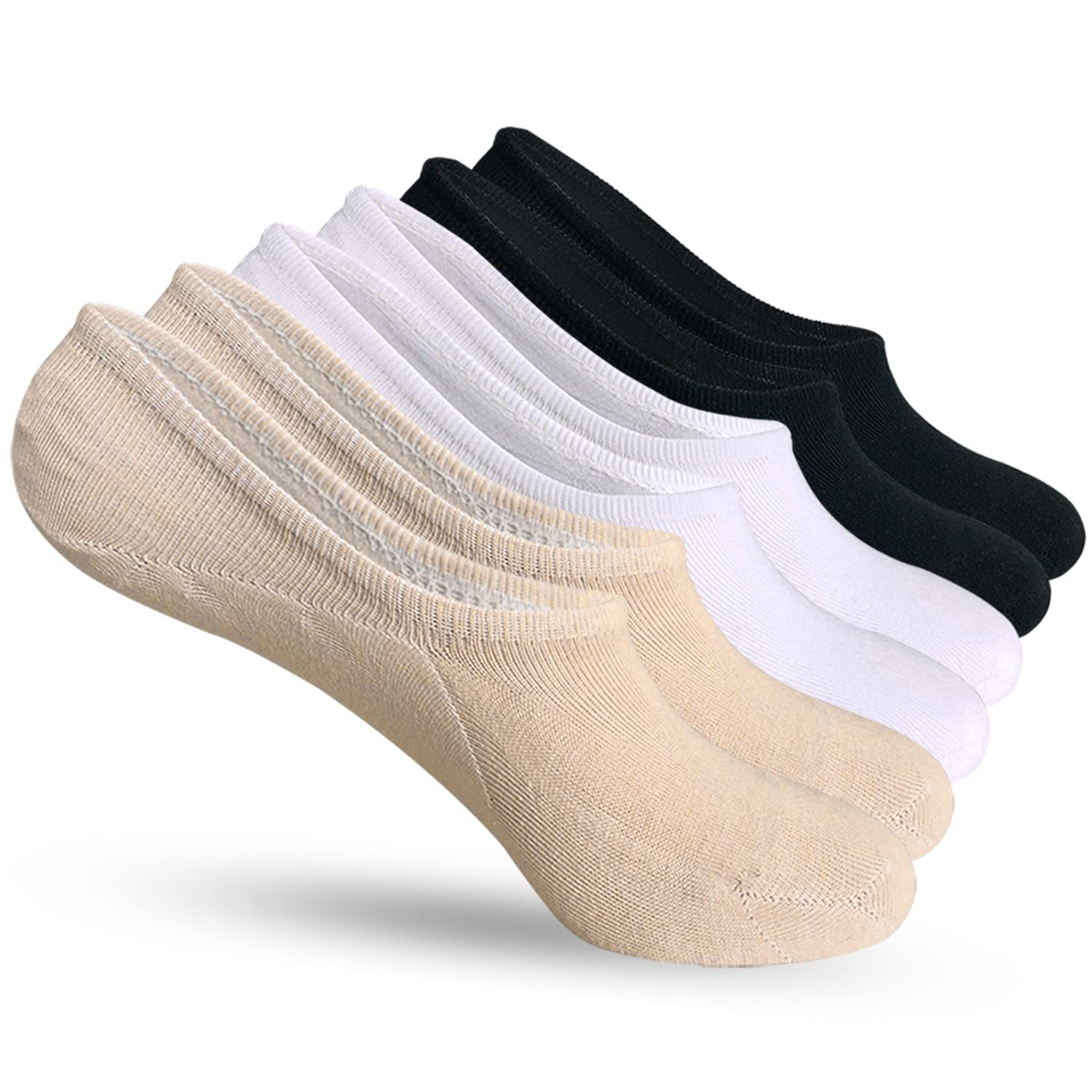 AKOENY Women's No Show Socks 6-Pack - Low Cut Invisible Ankle Socks for Flats, Sneakers & Loafers - Comfortable Liner Socks for Everyday Wear, Workouts & Casual Outfits