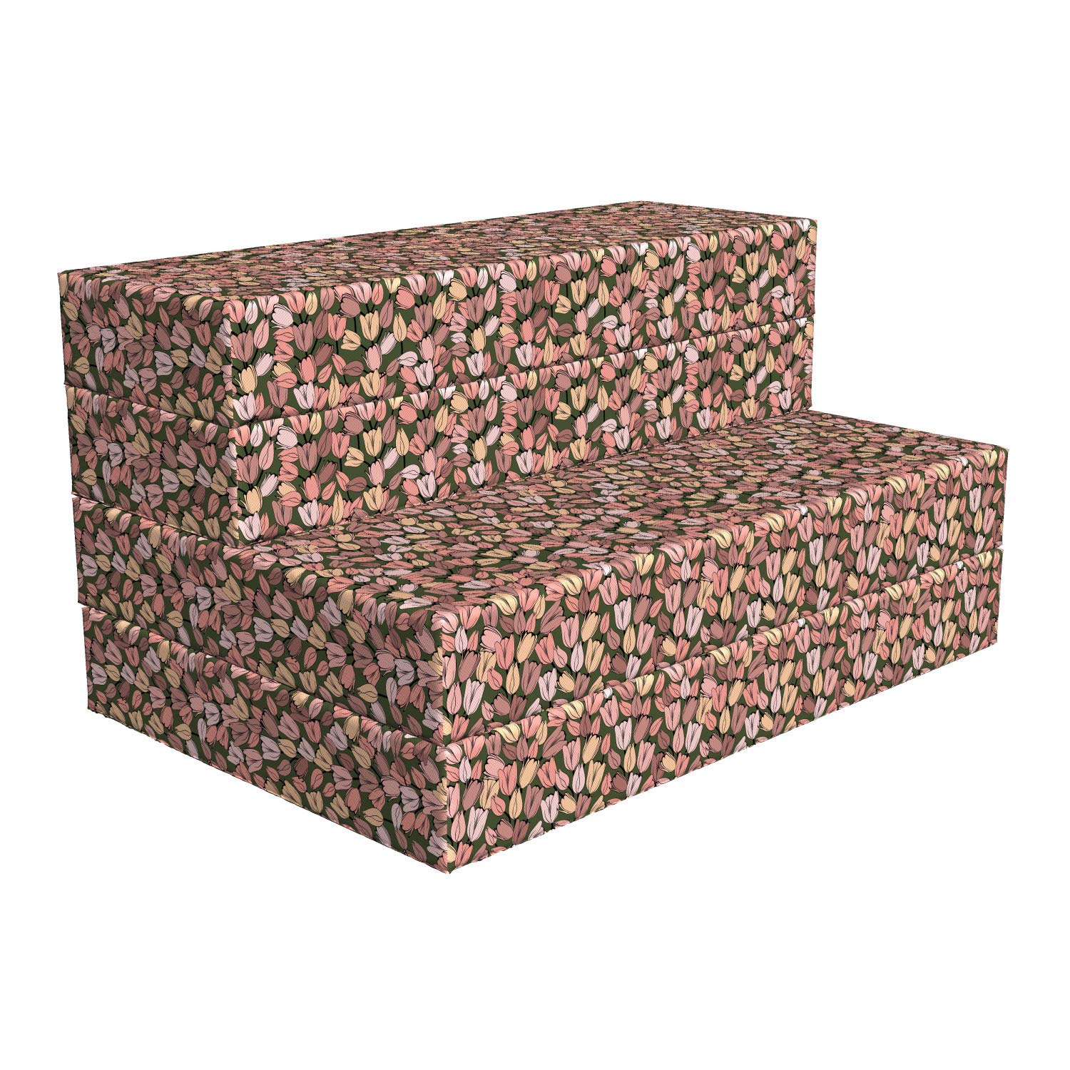 Ambesonne Spring Foldable Mattress - Retro Tulips Floral Design, 74.8