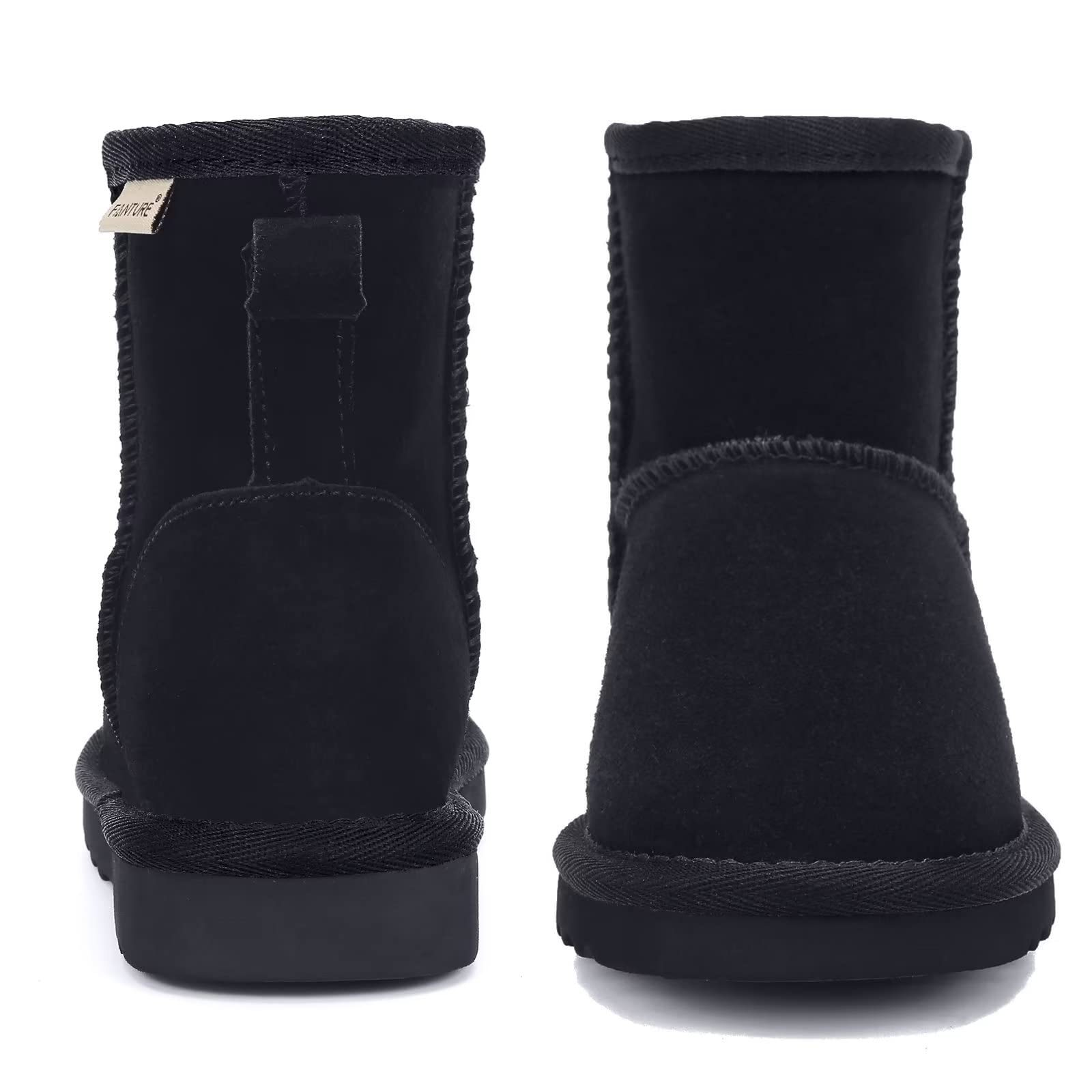 FANTURE Kids Snow Boots for Boys & Girls - Warm Winter Boots with Cow Suede & Faux Fur Lining | Durable Waterproof Shoes for Little & Big Kids | Perfect for Snow Play, Sledding & Cold Weather Activities