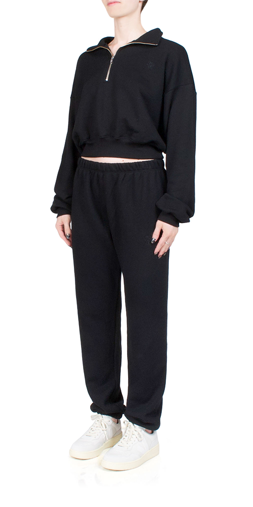 Women's Black Cropped Half Zip Sweatshirt - Casual Pullover Fleece Top for Fall & Winter | Perfect for Streetwear, Gym, and Lounge Wear