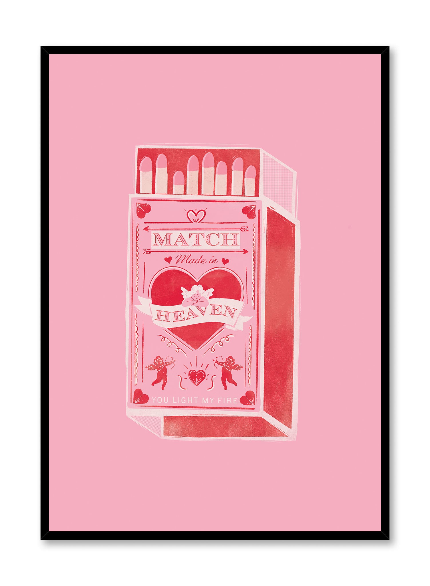 Match Made in Heaven Couple Poster - Romantic Wall Art Decor for Bedroom, Living Room & Wedding Gifts