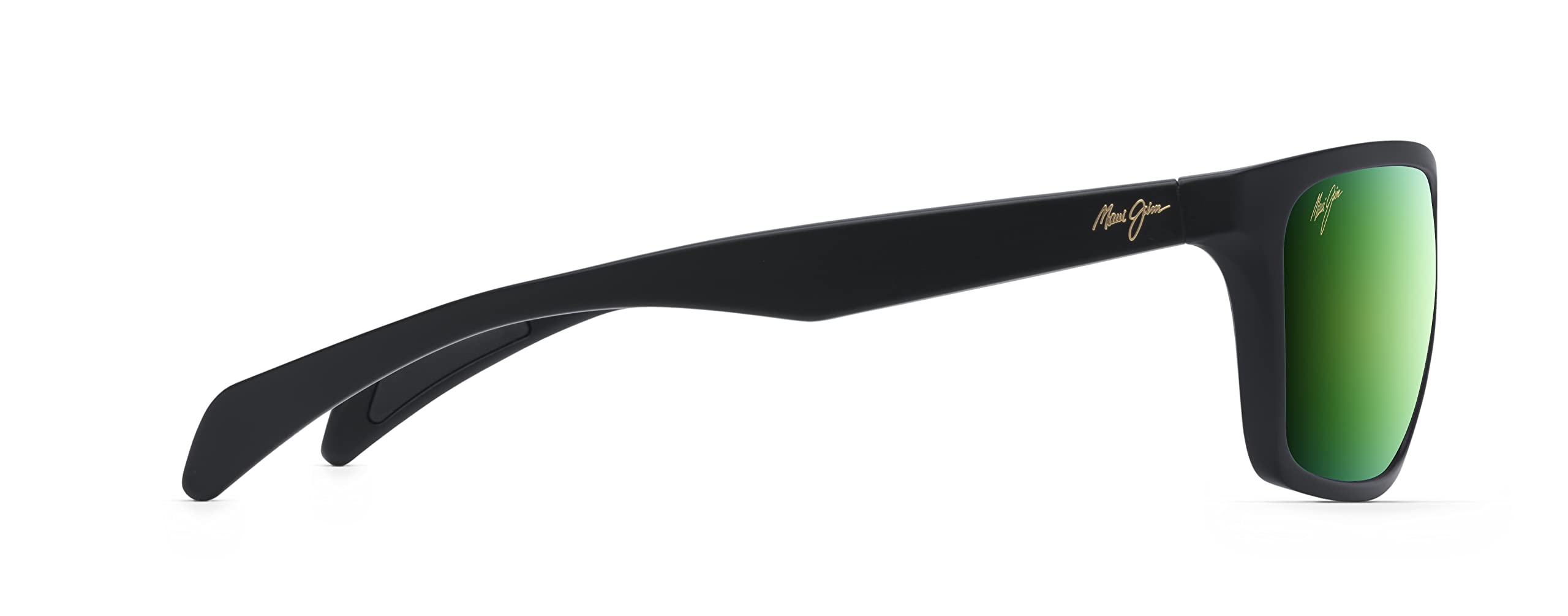 Maui Jim Men's Makoa Polarized Wrap Sunglasses - Matte Black/MAUIGreen® - UV Protection & Anti-Glare - Medium Fit - Perfect for Driving, Fishing & Outdoor Activities