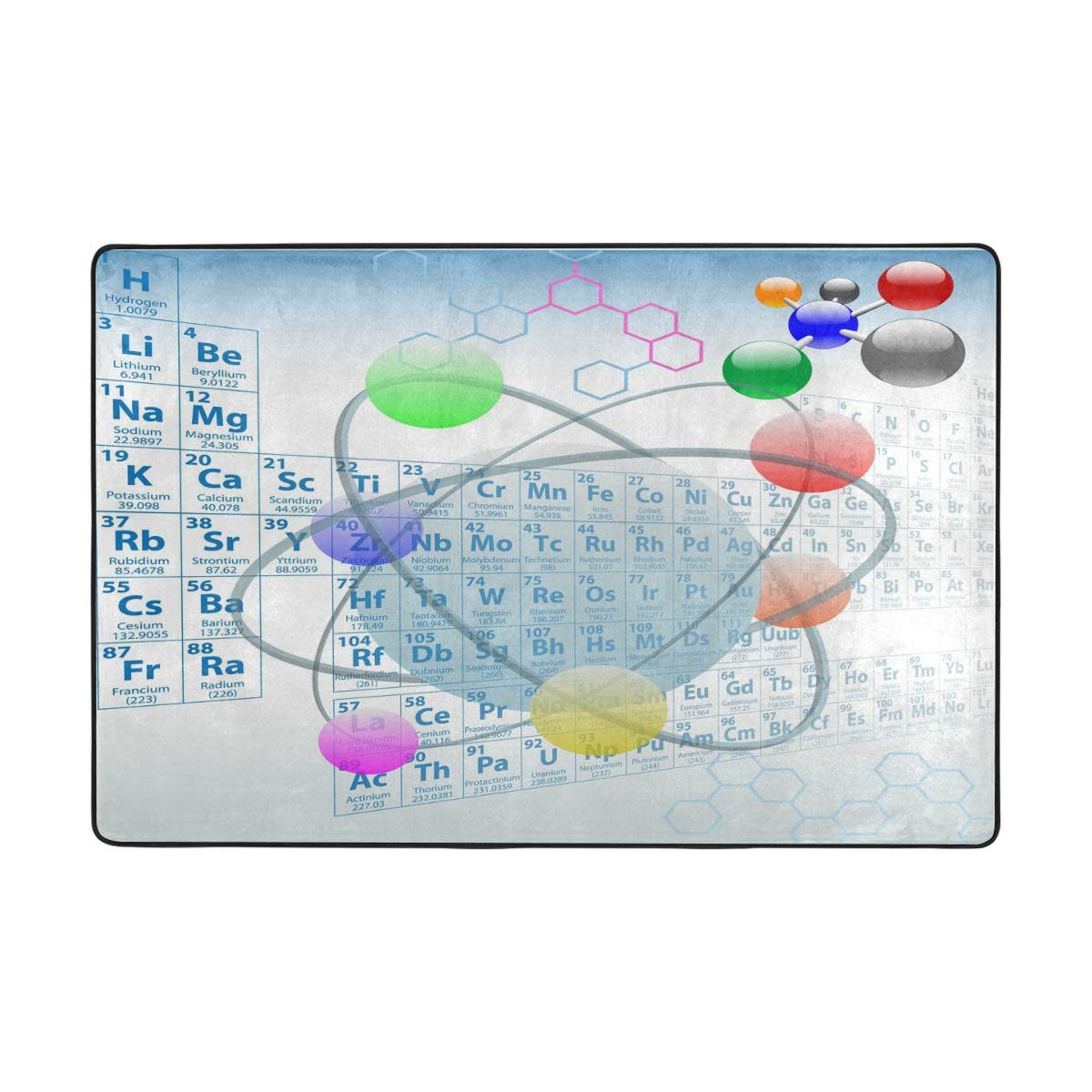 ALAZA Periodic Table Chemistry Atomic Elements Educational Rug - 3'x2' Science Themed Carpet for Living Room, Bedroom, Classroom & Study Room - Perfect for Students, Teachers & Science Enthusiasts