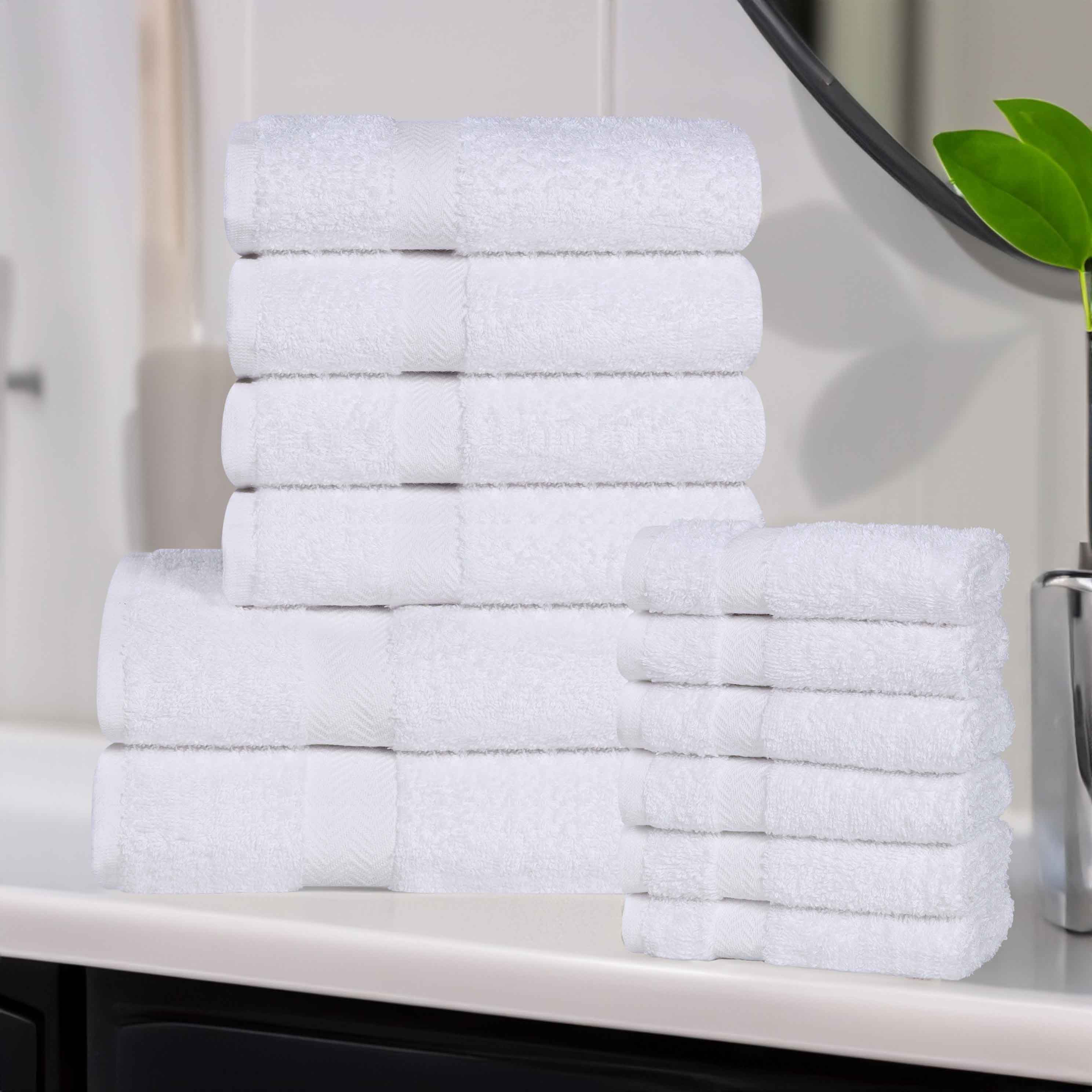 Franklin 100% Cotton Eco-Friendly Bath Towel Set - 12 Piece Soft Absorbent Towels for Bathroom, Spa & Gym Use