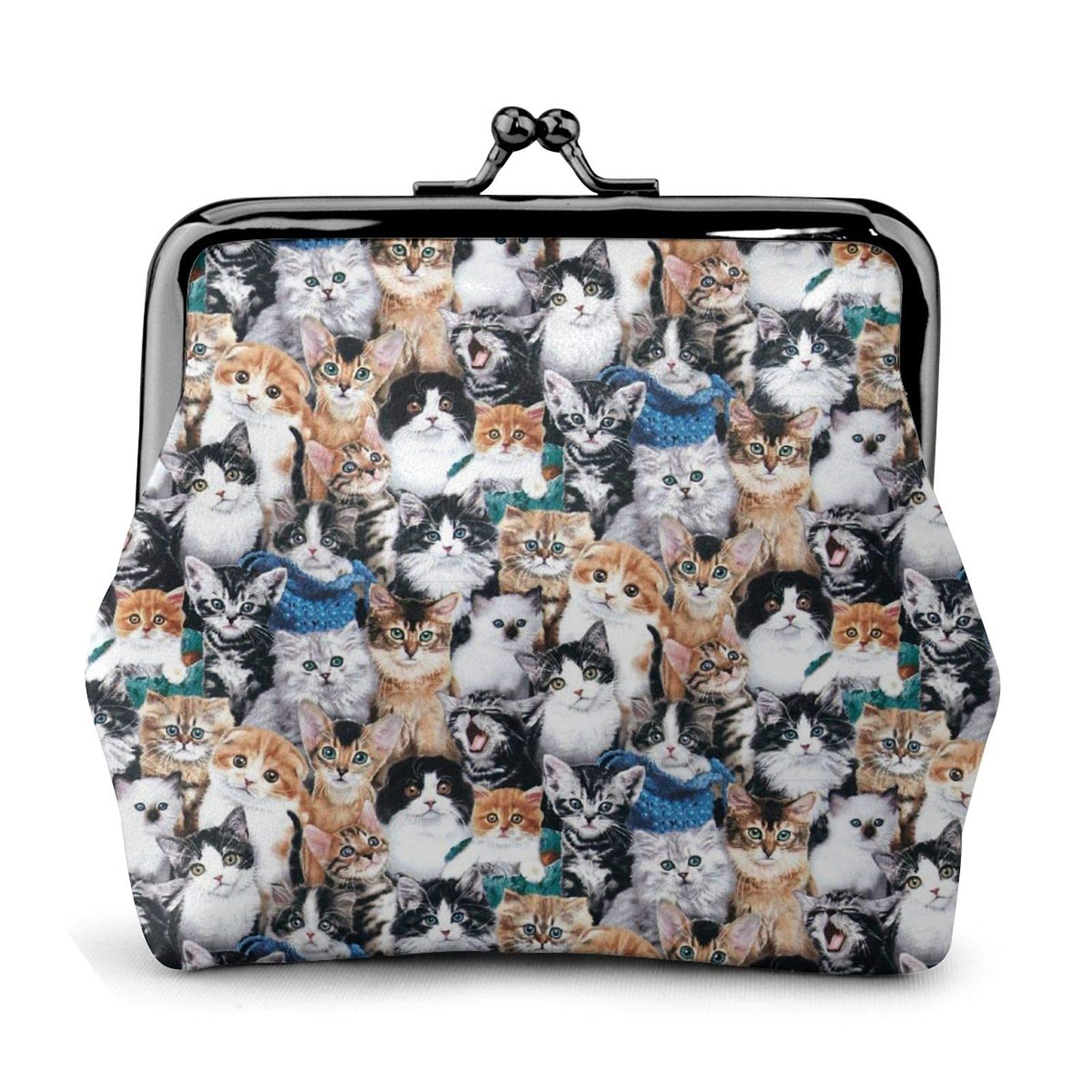 Vintage Cat Coin Purse - Cute Multi-Fabric Pouch for Women - Perfect Gift for Cat Lovers & Change Wallet - Ideal for Daily Use, Travel, and Gifts