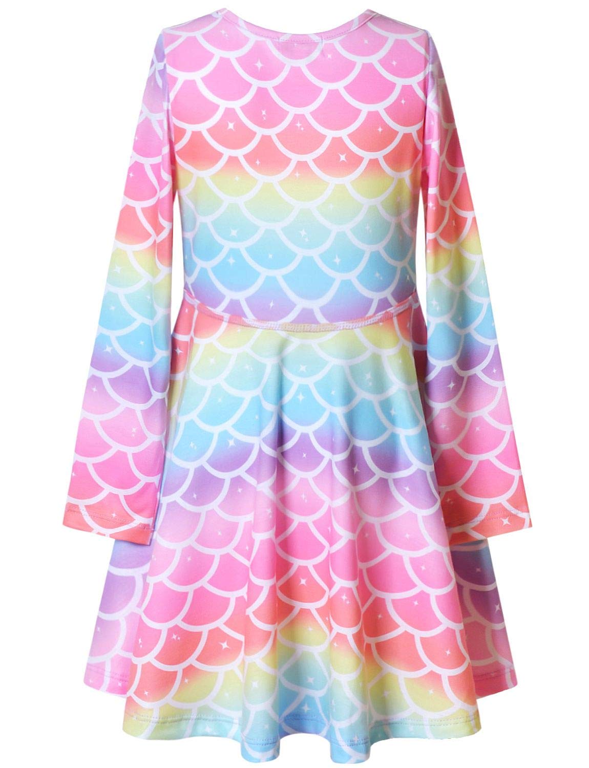 Jxstar Girls Long Sleeve Cotton Dress for Kids - Soft & Comfortable Fall Winter Swing Twirl Outfit - Perfect for School, Parties, and Holiday Gatherings