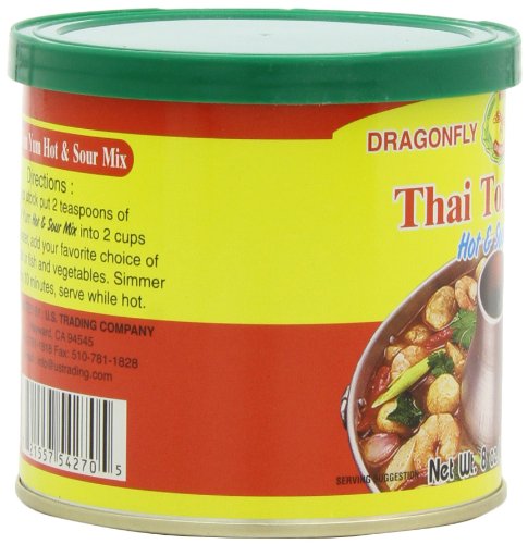 Premium Dragonfly Thai Tom Yum Hot & Sour Soup Mix - Authentic Thai Flavor, 8-Ounce (Pack of 3) - Perfect for Quick Meals, Asian Cuisine & Spicy Food Lovers