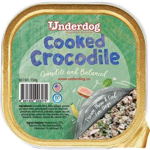 Premium Underdog Cooked Crocodile Fresh Frozen Dog Food - 1.2kg Grain-Free High Protein Meal for Dogs - Perfect for Sensitive Stomachs & Allergies - Ideal for Raw Diet Transition & Special Occasion Treats
