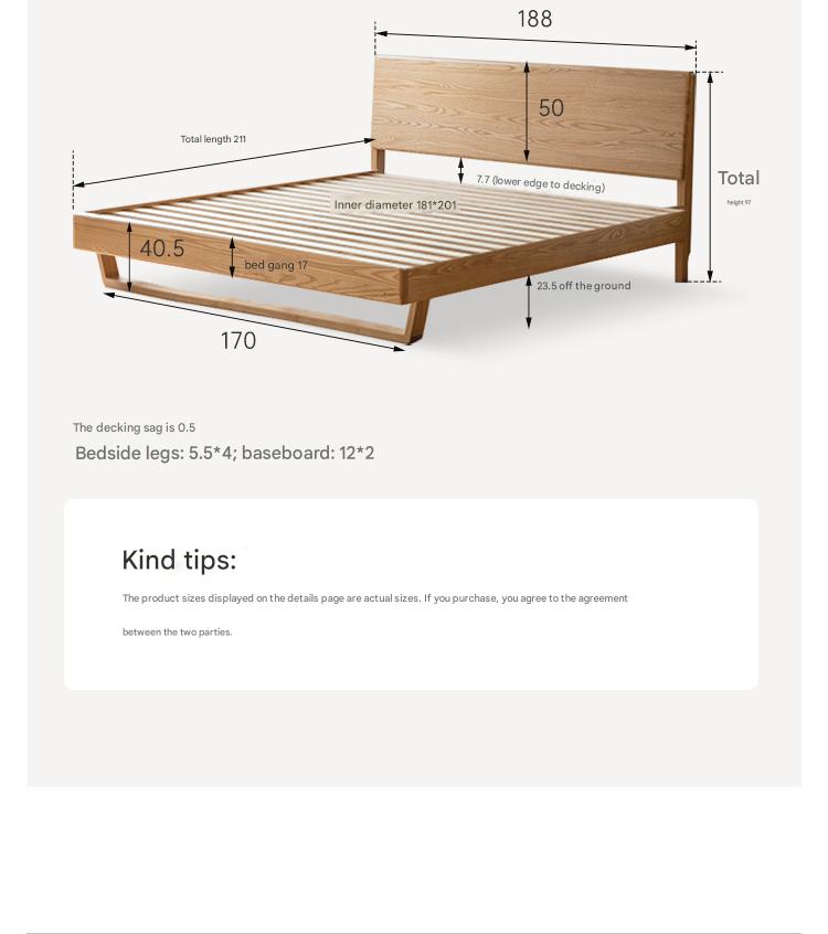 Solid Oak and Ash Wood Nordic Minimalist Floating Bed Frame - Perfect for Modern Bedroom, Guest Room, and Loft Decor