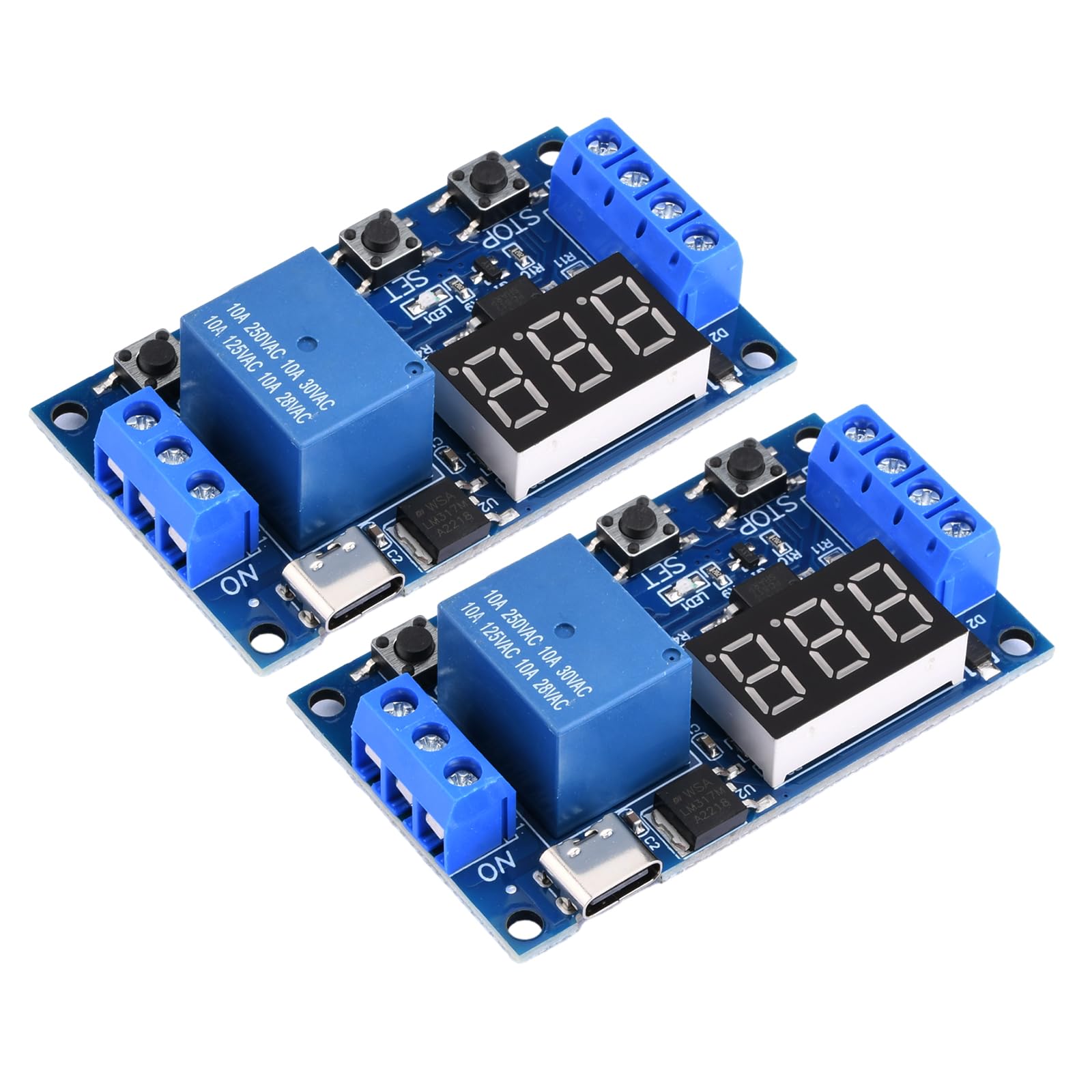 2Pcs 5V Type-C Programmable Timer Relay Module - DC 6-30V Digital LED Display Delay Switch for Home Automation, DIY Projects & Industrial Control