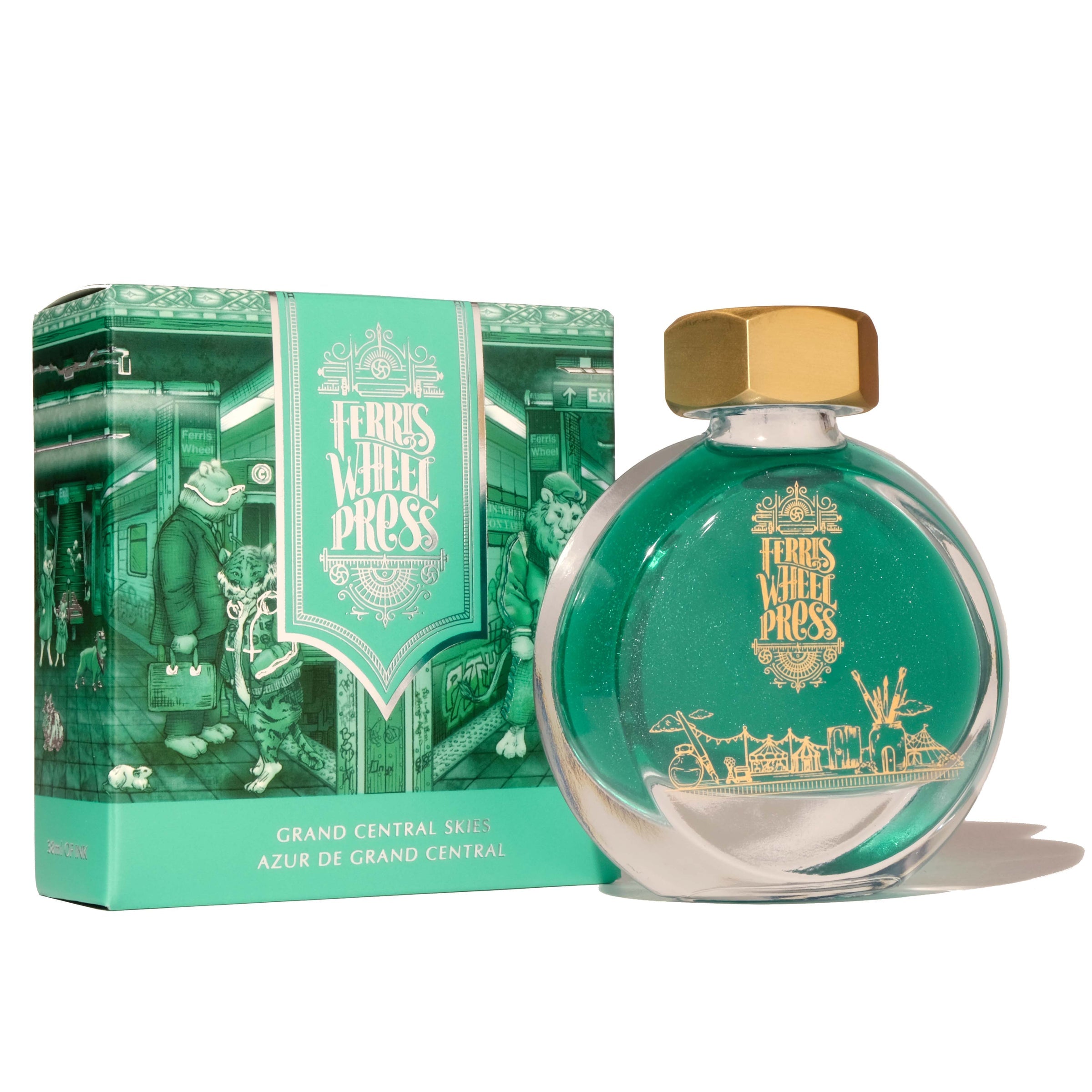 38ml Grand Central Skies Ink - Premium Fountain Pen Ink for Calligraphy, Writing & Art - Perfect for Journals, Letters & Creative Projects