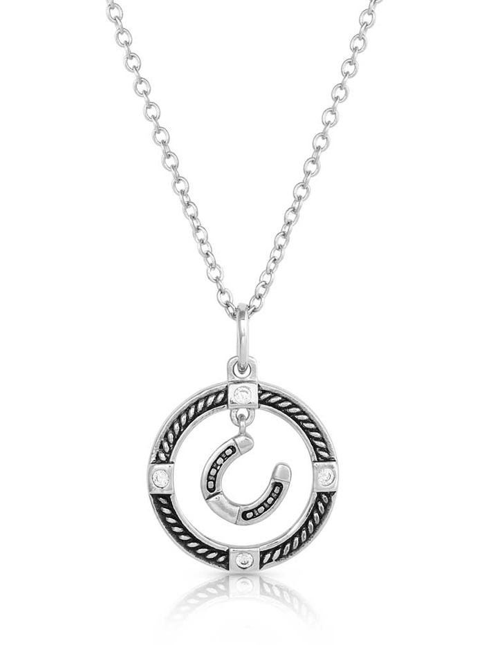 Montana Silversmiths NC5360 Women's Luck of the Draw Horseshoe Necklace - Sterling Silver Jewelry for Western Fashion & Cowgirl Style | Perfect for Rodeo, Ranch Wear & Everyday Elegance