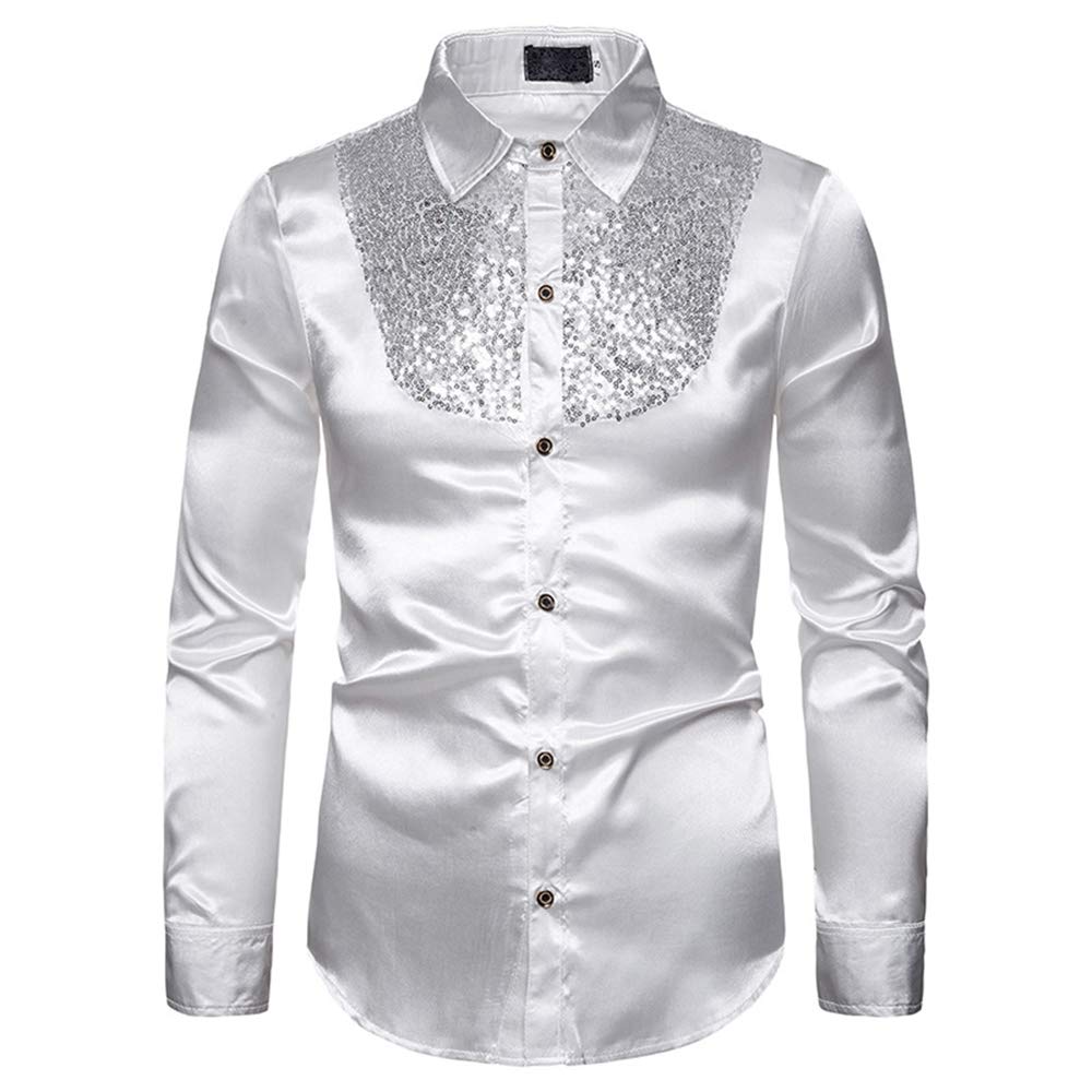 Men's Floral Long Sleeve Dress Shirts for Wedding, Prom & Party - Formal Button Down Shirt for Business, Office & Special Occasions