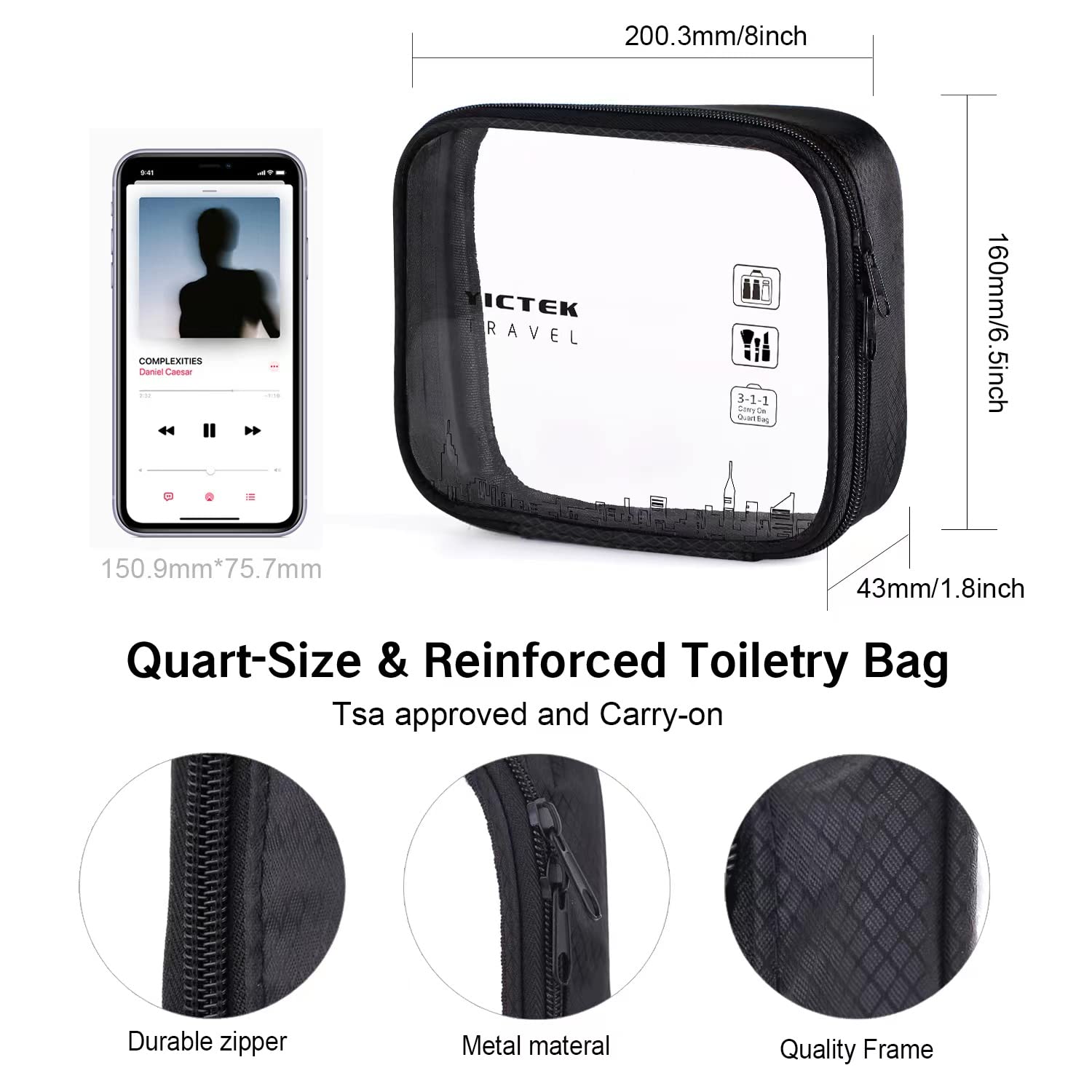 TSA Approved Travel Bottles Kit - 4 Pack Leak Proof Refillable Plastic Containers for Toiletries & Liquids with Clear Quartz Size Bag | Perfect for Air Travel, Gym, Camping & Daily Essentials Organization