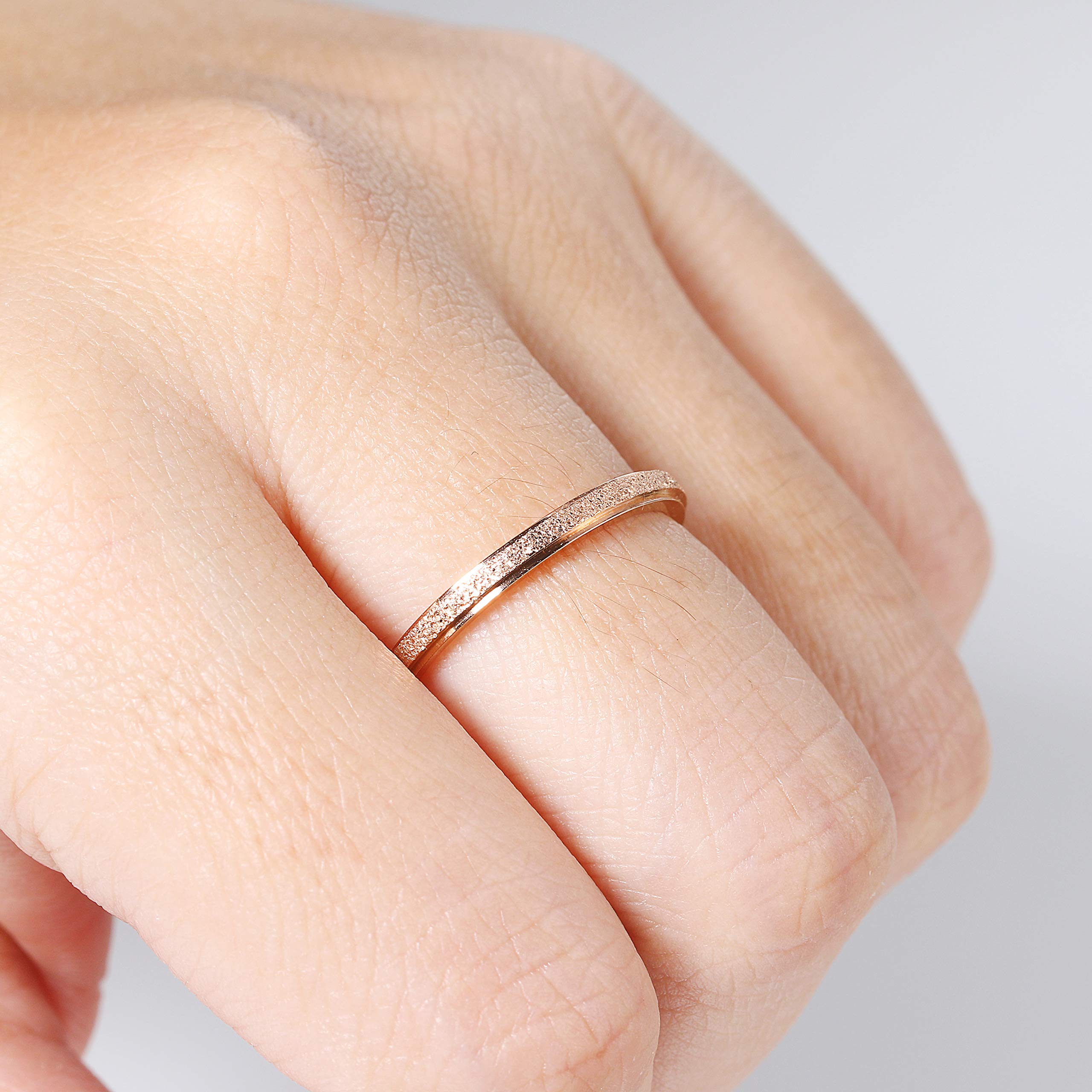 2MM Stainless Steel Stackable Midi Rings for Women - Rose Gold & Silver Thin Eternity Bands, Size 5-10, Perfect for Engagement, Wedding, Anniversary & Everyday Stacking Jewelry