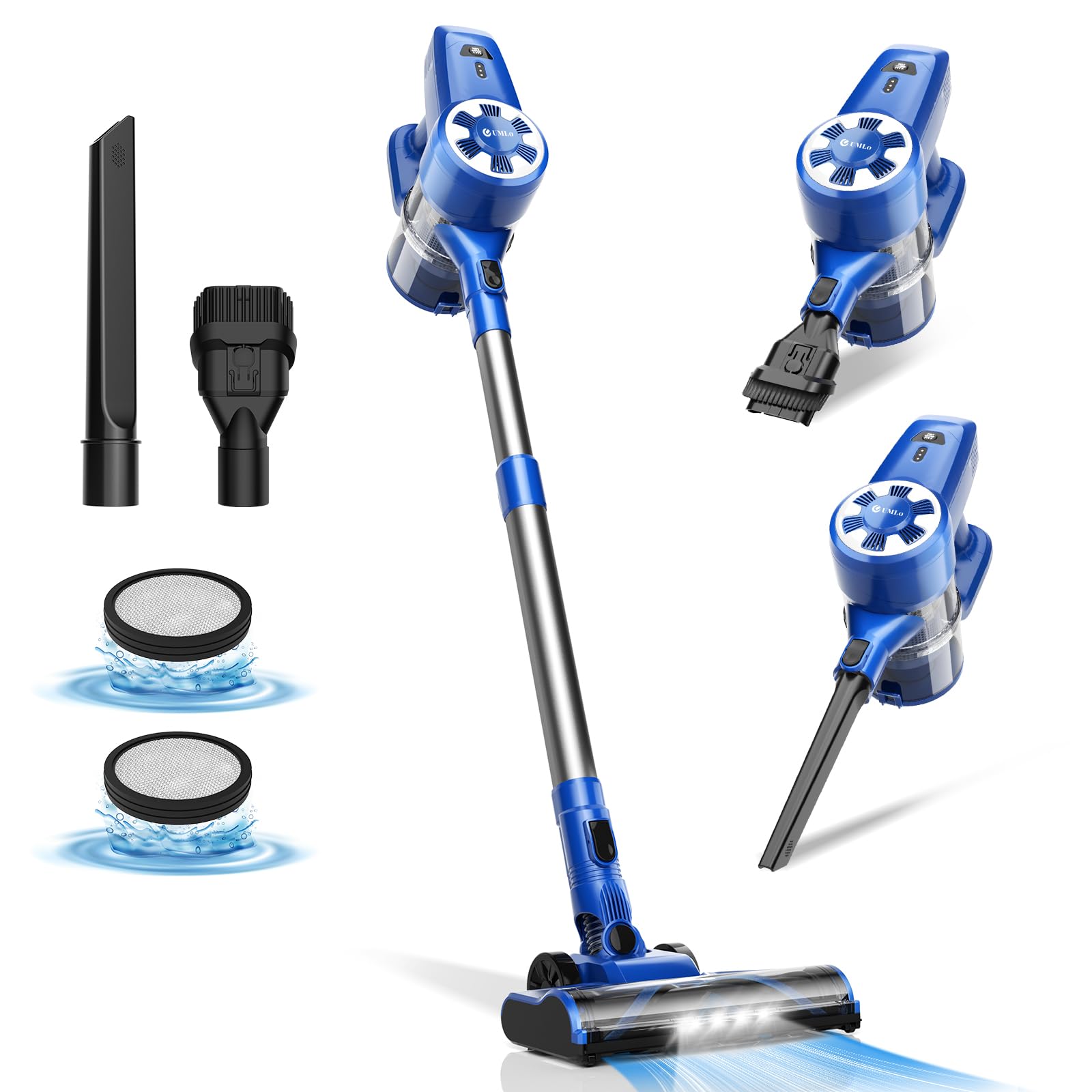 Ultra-Lightweight 6-in-1 Cordless Stick Vacuum Cleaner with 2200mAh Battery | 40 Min Runtime | Rechargeable for Hardwood Floors & Low-Pile Carpets | Pet Hair Removal | Perfect for Home Cleaning & Quick Pickups (Azure)