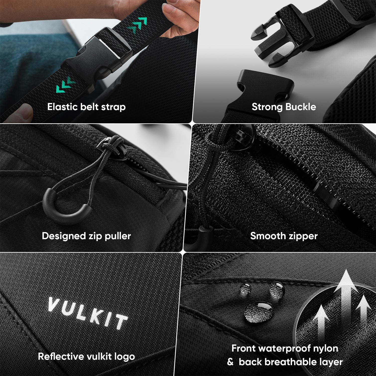 VRB101 Waterproof Waist Fanny Pack - Adjustable Running Belt for Phones Under 7 Inches | Perfect for Jogging, Hiking, Travel & Outdoor Activities