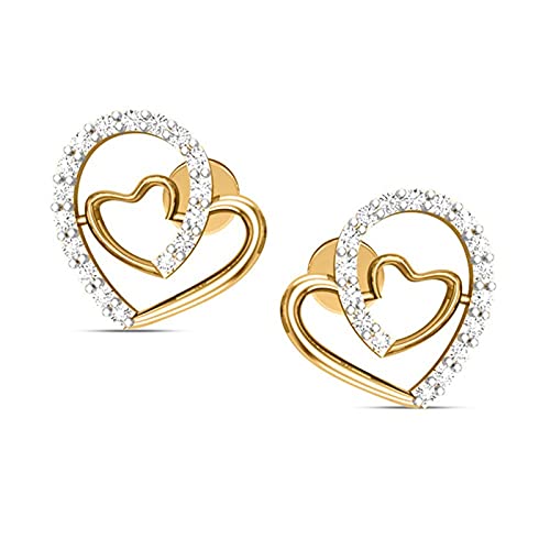 14K/18K Yellow/White/Rose Gold IGI/IGLI Certified 0.015 Ct Diamond Heart Stud Earrings for Women - I-J Color, I1-I2 Clarity - Perfect Gift for Valentine's Day, Anniversary & Birthday | Dishis Designer Jewelry