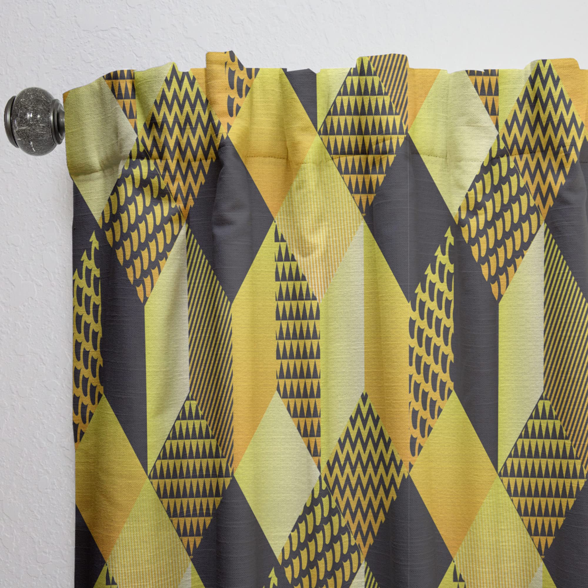 Retro Hexagon Pattern II Thermal Insulated Curtains - Single Panel 52x108 - Blackout Drapes for Bedroom & Living Room - Perfect for Home Decor, Privacy & Temperature Control