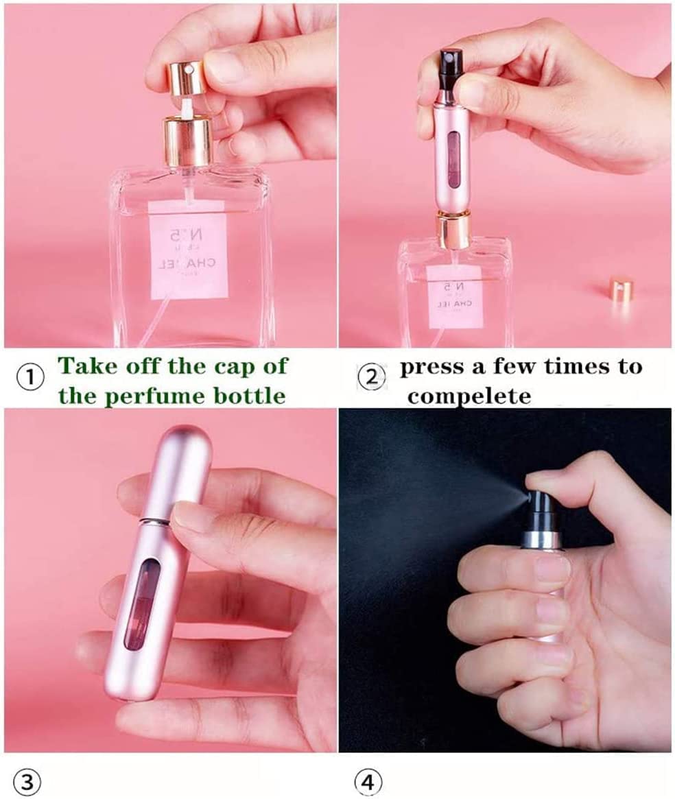 ZSIGNS 5ml Refillable Perfume Atomizer Bottle - Portable Mini Travel Spray Bottle Set of 2 for Women & Men - Perfect for Airplane, Gym, Purse & On-the-Go Fragrance Touch Ups