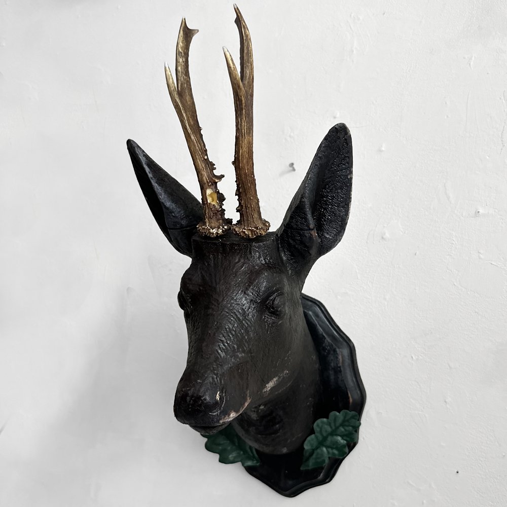 Handcrafted Black Forest Wooden Deer Statue (#547) - Rustic Home Decor, Perfect for Cabin, Lodge, or Christmas Decoration