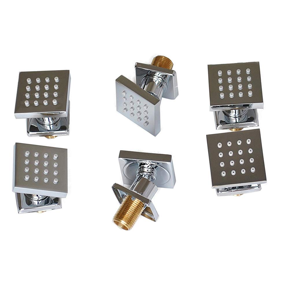 AYIVG 6-Piece Body Spray Massage Shower Jets Set - Brass Construction with Chrome Finish for Luxurious Spa-Like Shower Experience at Home