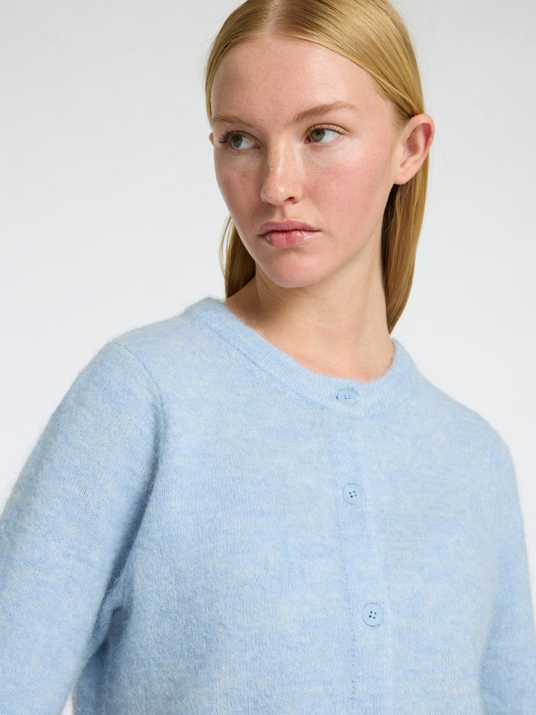 Luxury Cashmere Blue Lulu 2/4 Cardigan for Women - Soft & Warm Knit Sweater - Perfect for Office, Date Night & Cozy Evenings
