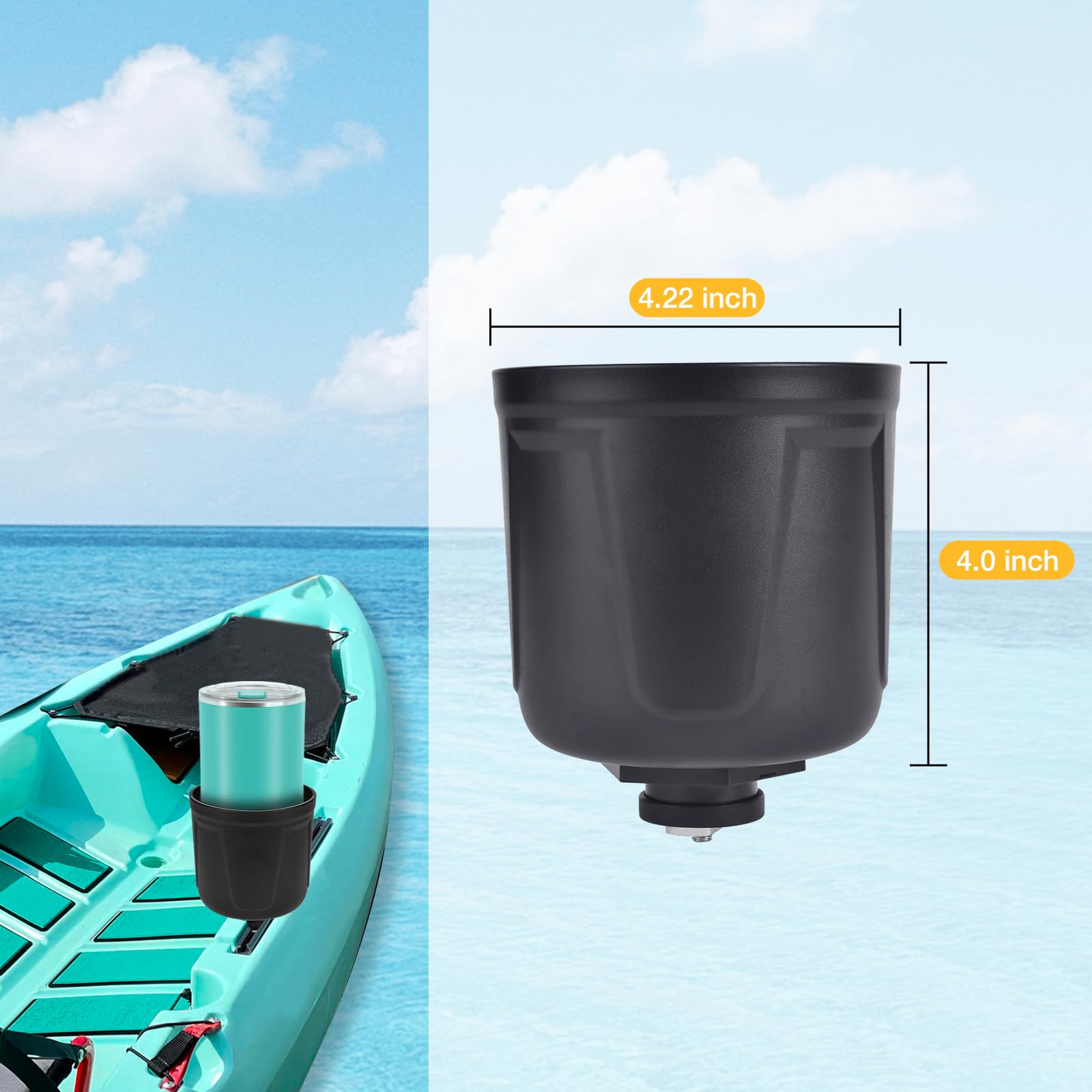 **Kayak Cup Holder - Multifunctional Water Bottle Holder & Lures Storage for Kayak Fishing Accessories | Track Mount Installation | Perfect for Fishing, Camping & Outdoor Adventures**