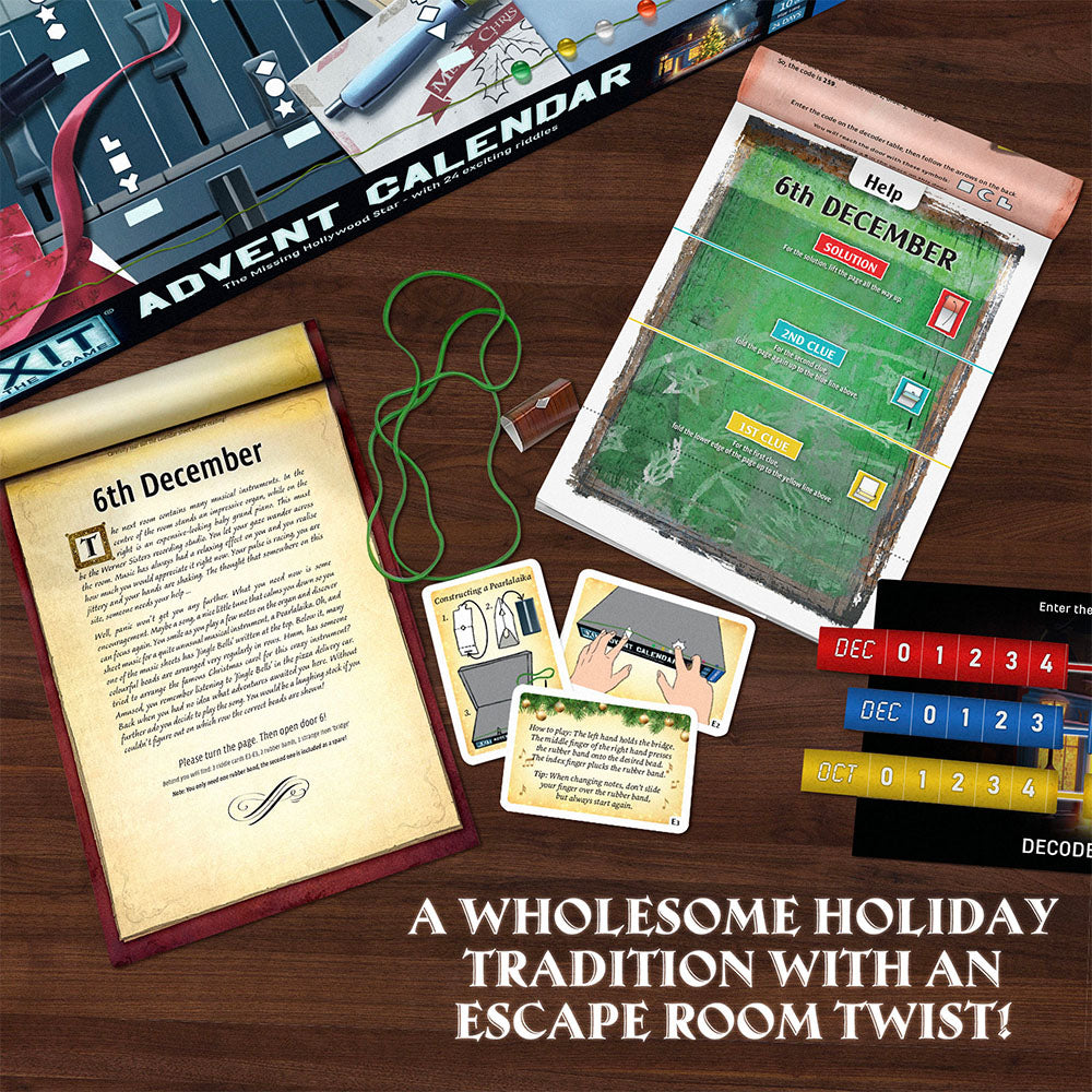 EXIT: The Game Advent Calendar - The Missing Hollywood Star | Escape Room Puzzle Game for Adults & Teens | Perfect for Holiday Parties & Family Game Nights
