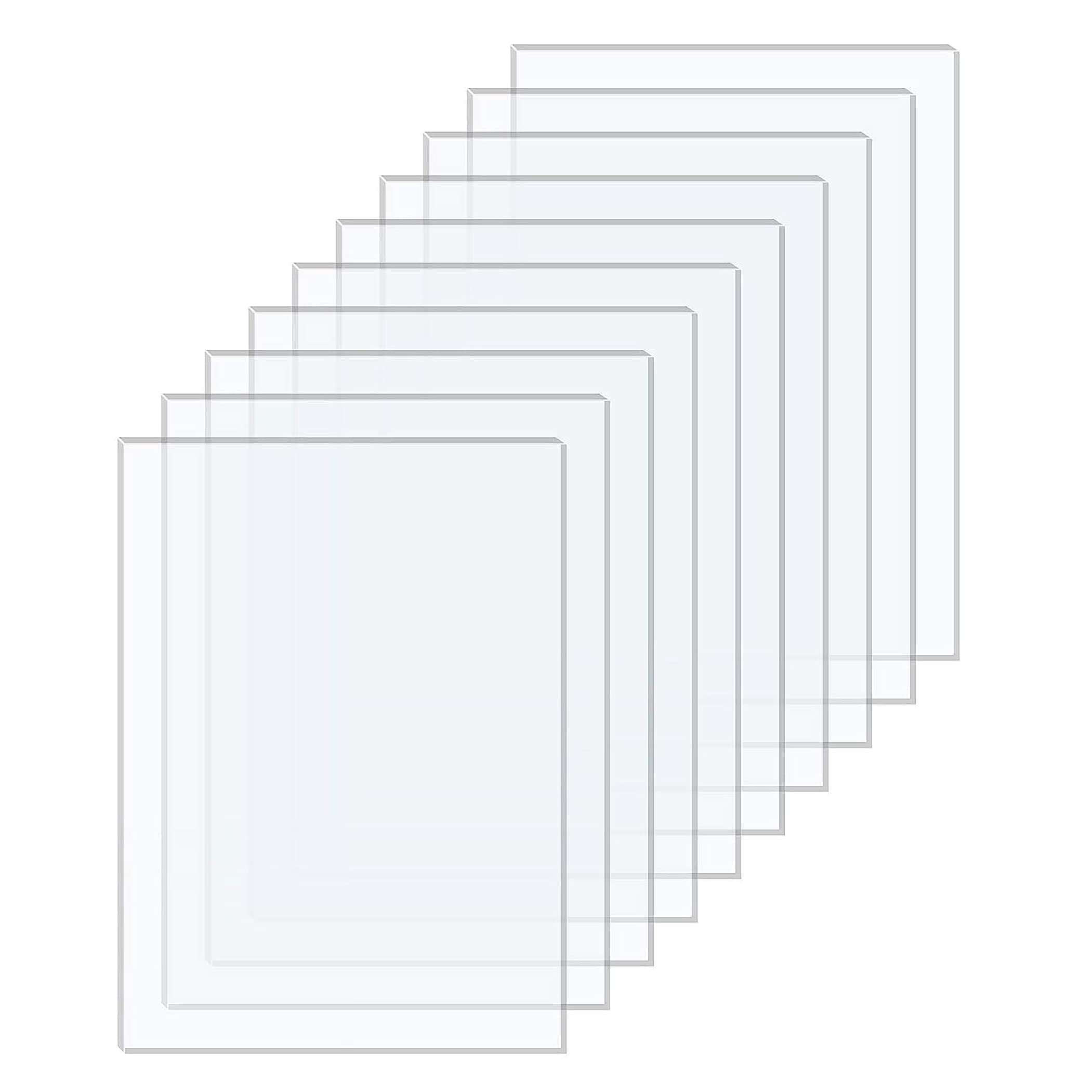 10 Pack Clear Plexiglass PET Plastic Sheets 8x10 Inch - Durable Shatterproof Acrylic Panels for Poster Frames, Picture Frames, DIY Arts & Crafts - Made in USA - Perfect for Home Decor, School Projects & Office Displays