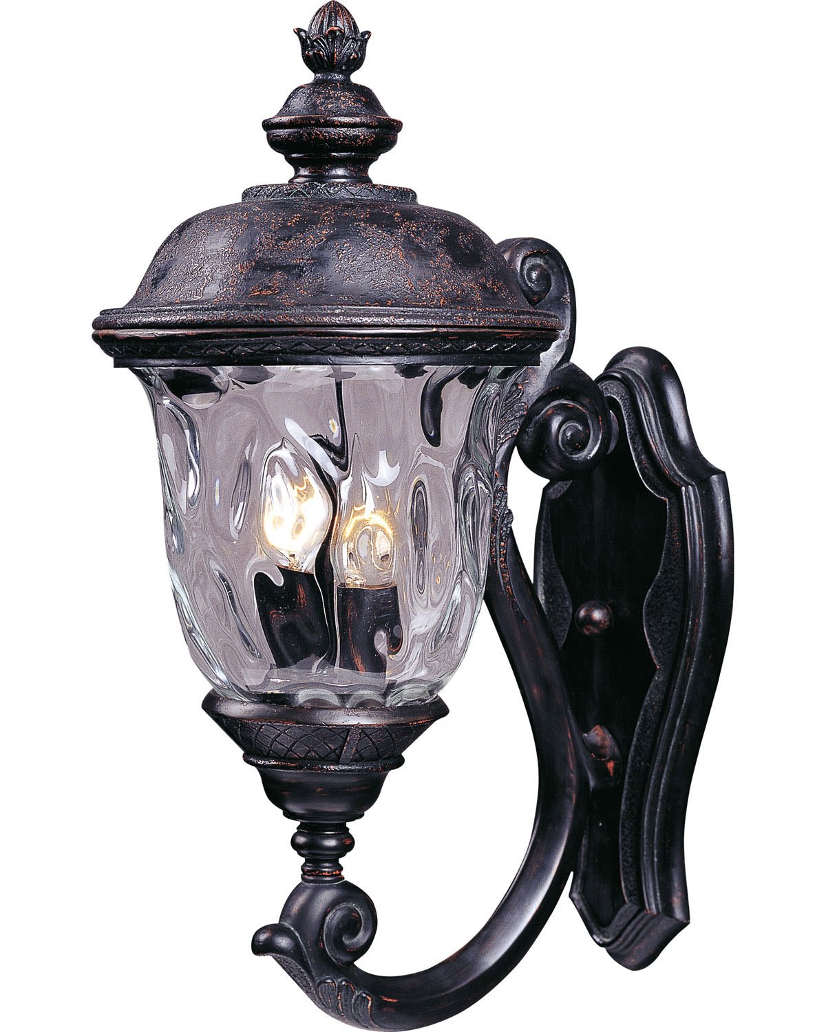 Maxim Lighting 40423WGOB Two-Light Water Glass Wall Lantern in Oriental Bronze - Outdoor Porch Light for Patio, Garden & Entryway Lighting