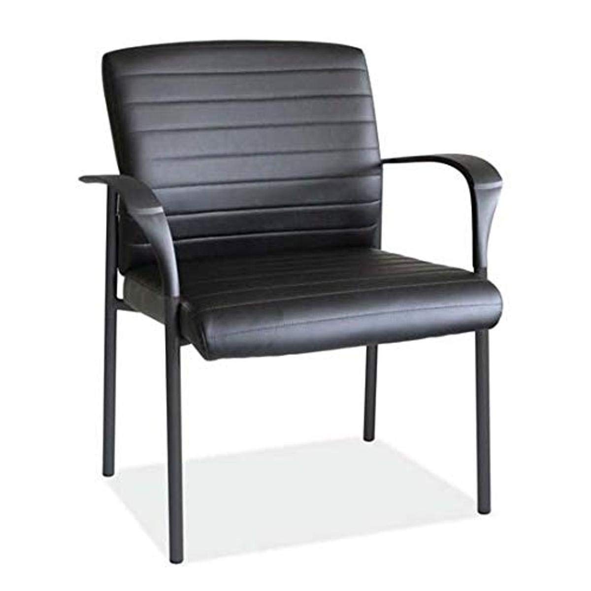 OfficeSource Guest Arm Chair - Black Polyurethane Upholstered Seat & Back with Black Base - Modern Office Chair for Reception, Conference Rooms & Home Offices - Contemporary Ergonomic Design (18925BLK)