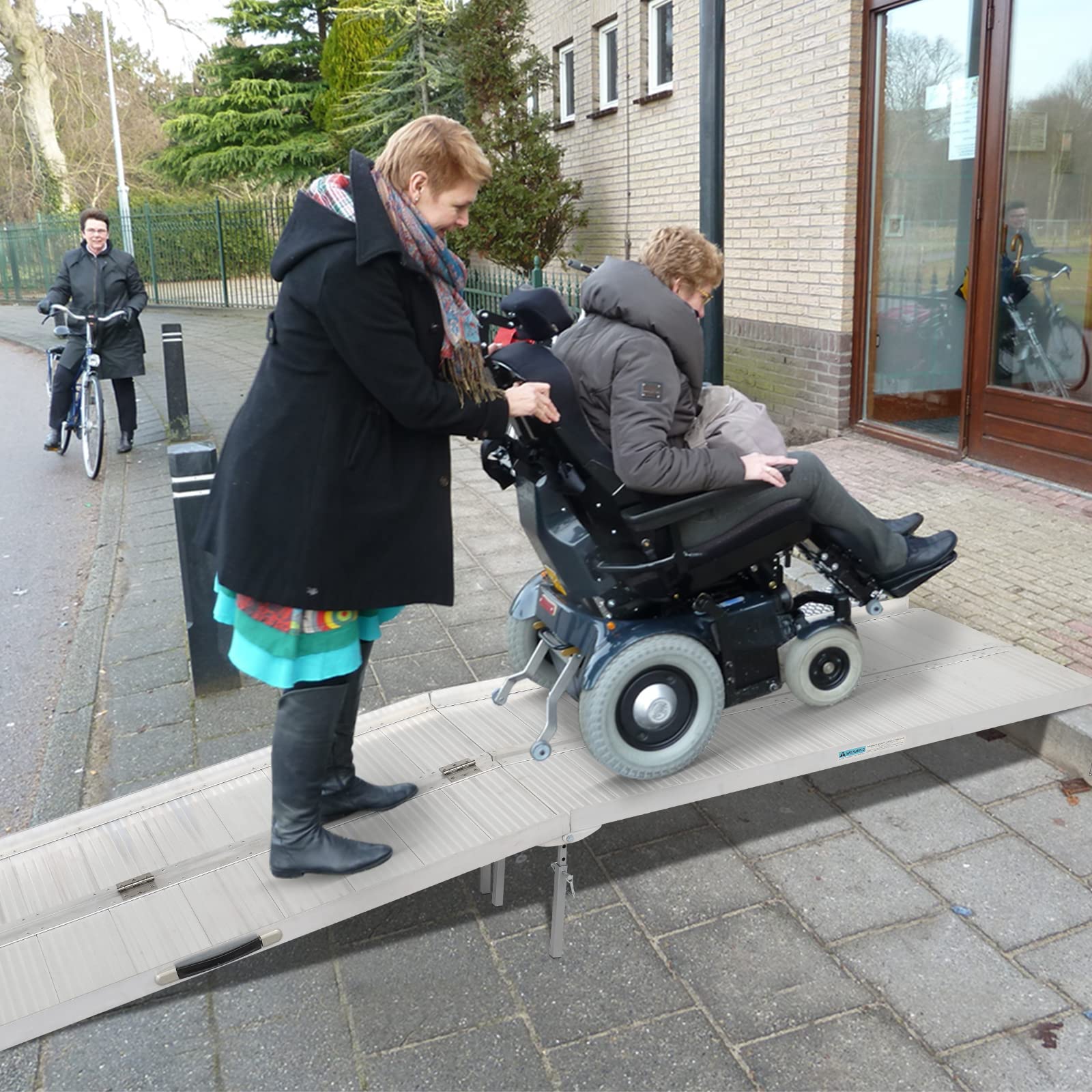 10FT Wheelchair Ramp with Carrying Handle & Adjustable Legs - Non-Slip Foldable 10' Mobility Ramp - 600LB Weight Capacity - Ideal for Home Steps, Stairs, Doorways & Thresholds - Perfect for Seniors, Wheelchair Users & Mobility Assistance