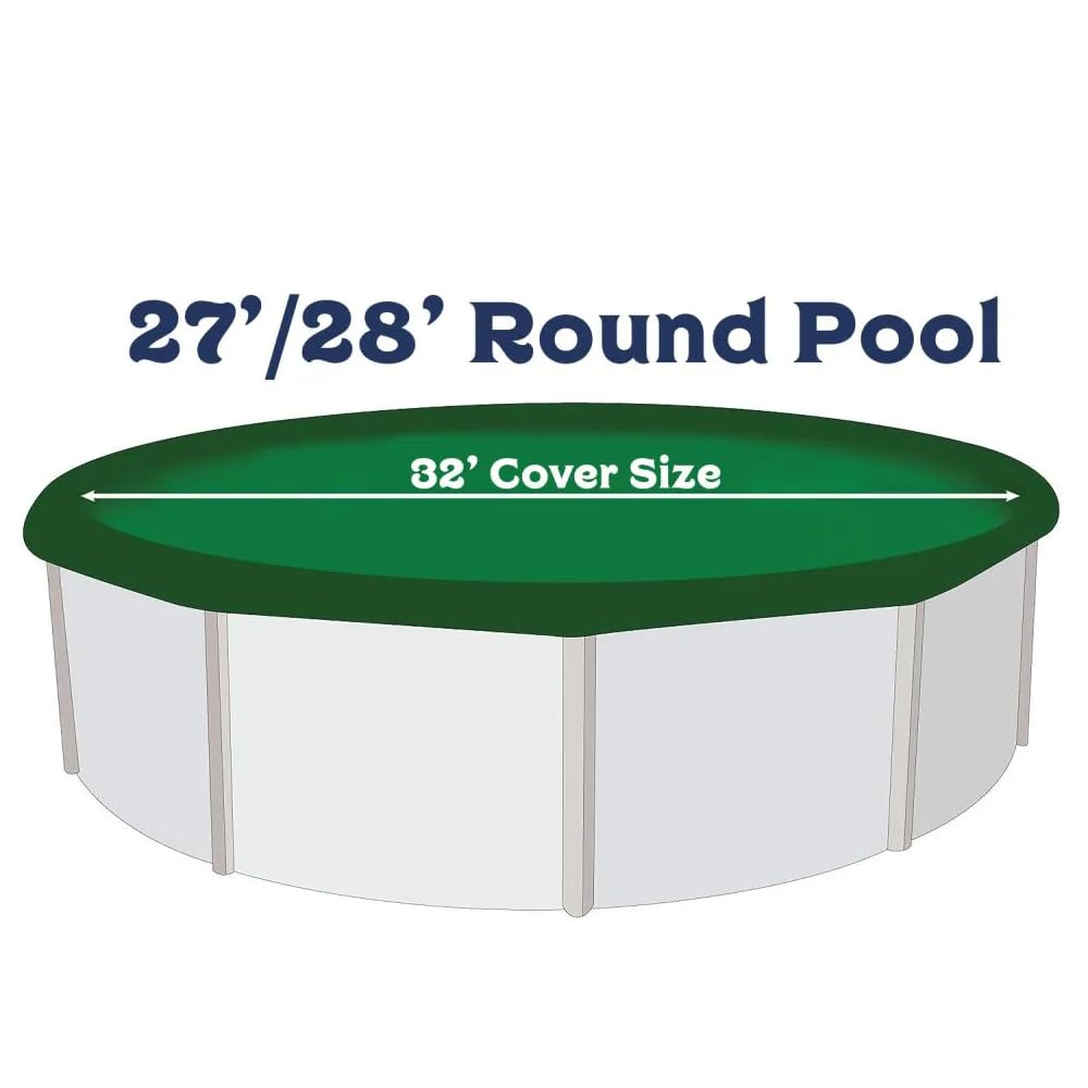 Buffalo Blizzard 28 ft Round Heavy Duty Winter Pool Cover - Supreme Plus Above Ground Pool Cover, Green/Black Reversible, Cold & UV Resistant, Shields from Debris - Perfect for Seasonal Protection & Winter Pool Maintenance