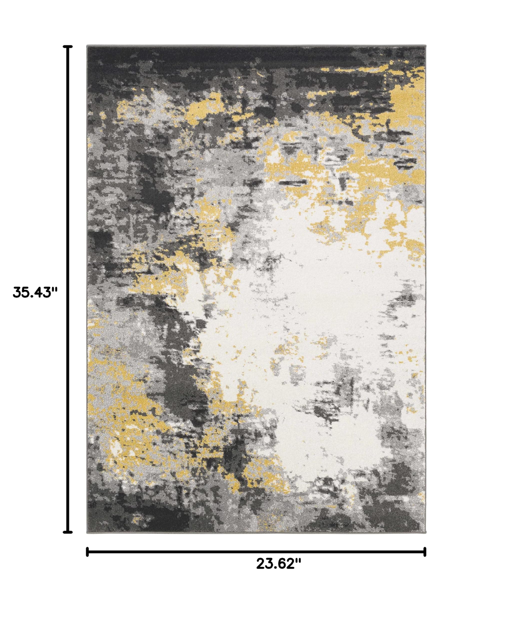 Hauteloom Modern Area Rug for Living Room & Bedroom - Soft Gray, Black, Beige - 2' x 2'11